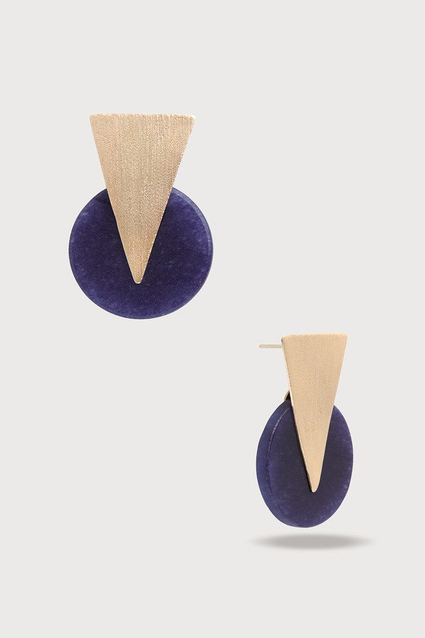Triangle Disc Duet Earrings - Geometric Dangle Earrings for Women, Minimalist Gold Hoop Earrings, Trendy Boho Jewelry - Perfect for Parties, Weddings & Everyday Wear