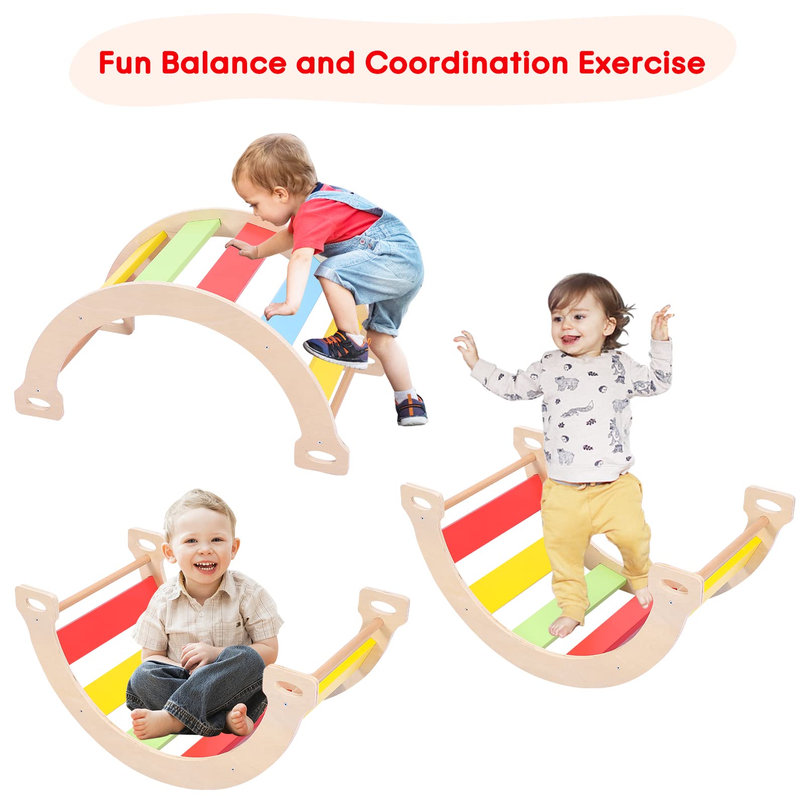 3-Piece Wooden Toddler Climbing Toy Set - Foldable Triangle Gym for Indoor Play, Kids Jungle Climber with Slide - Perfect for Home Playrooms, Daycares & Montessori Learning Activities