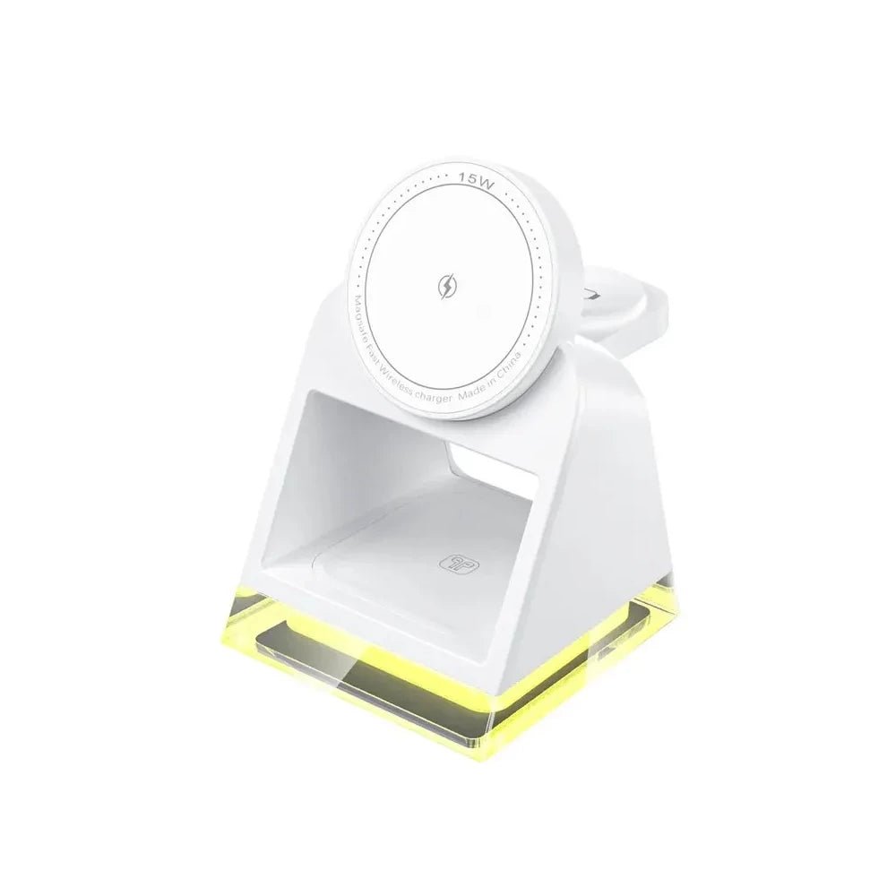 PowerTrio Plus 3-in-1 Magnetic Wireless Charging Station for iPhone 14/13/12 - Fast Charging Stand for iPhone, AirPods & Apple Watch - Perfect for Home, Office & Nightstand Use
