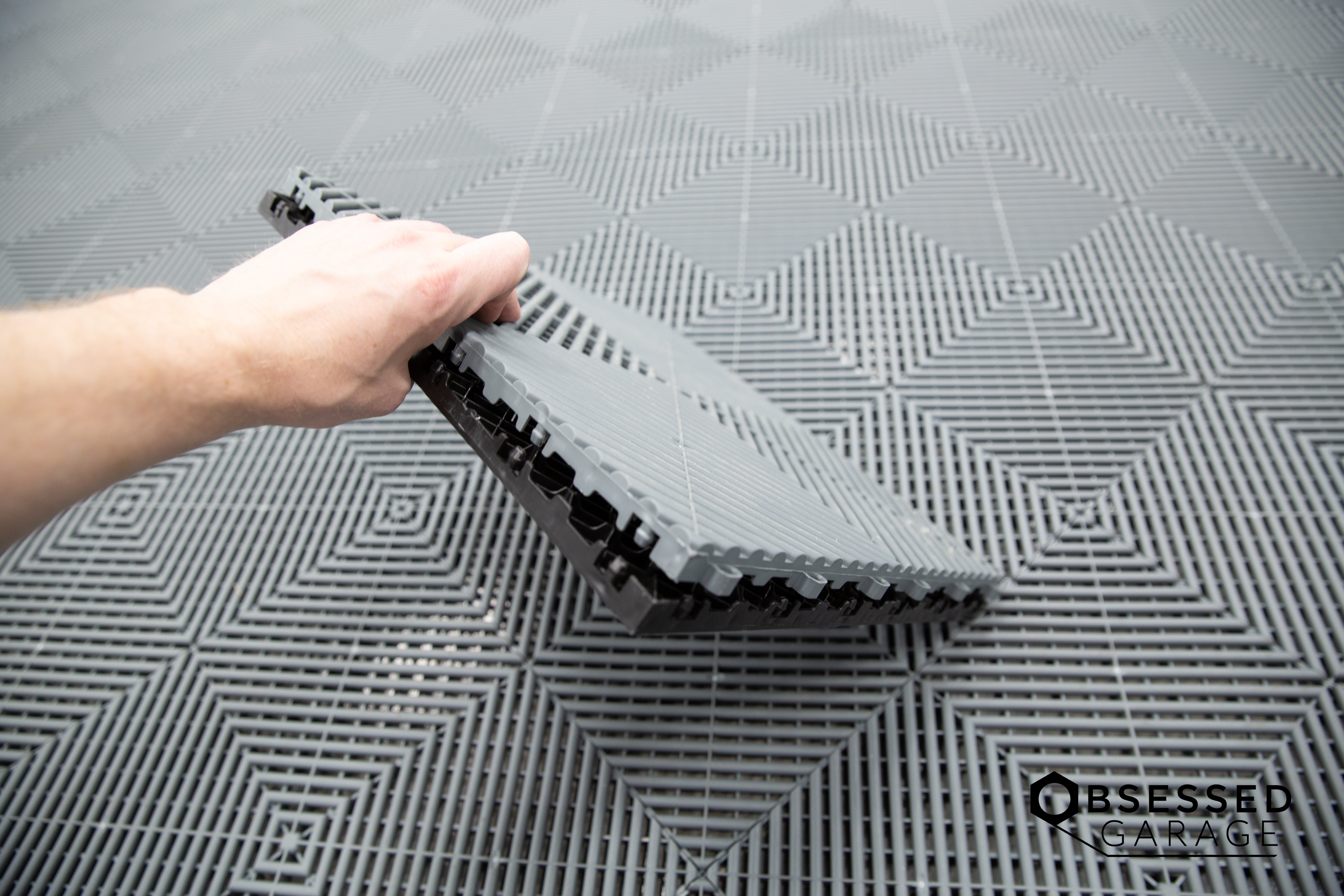 Swisstrax Ribtrax Smooth PRO Modular Garage Floor Tiles (6 Pack, 10.32 sq. ft) - Durable Interlocking Tiles for Garage, Workshop, and Home Gym Flooring