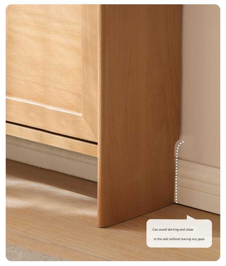 Beech Solid Wood Ultra Thin Flip Shoe Cabinet - Space Saving Shoe Storage for Entryway, Closet & Small Apartments