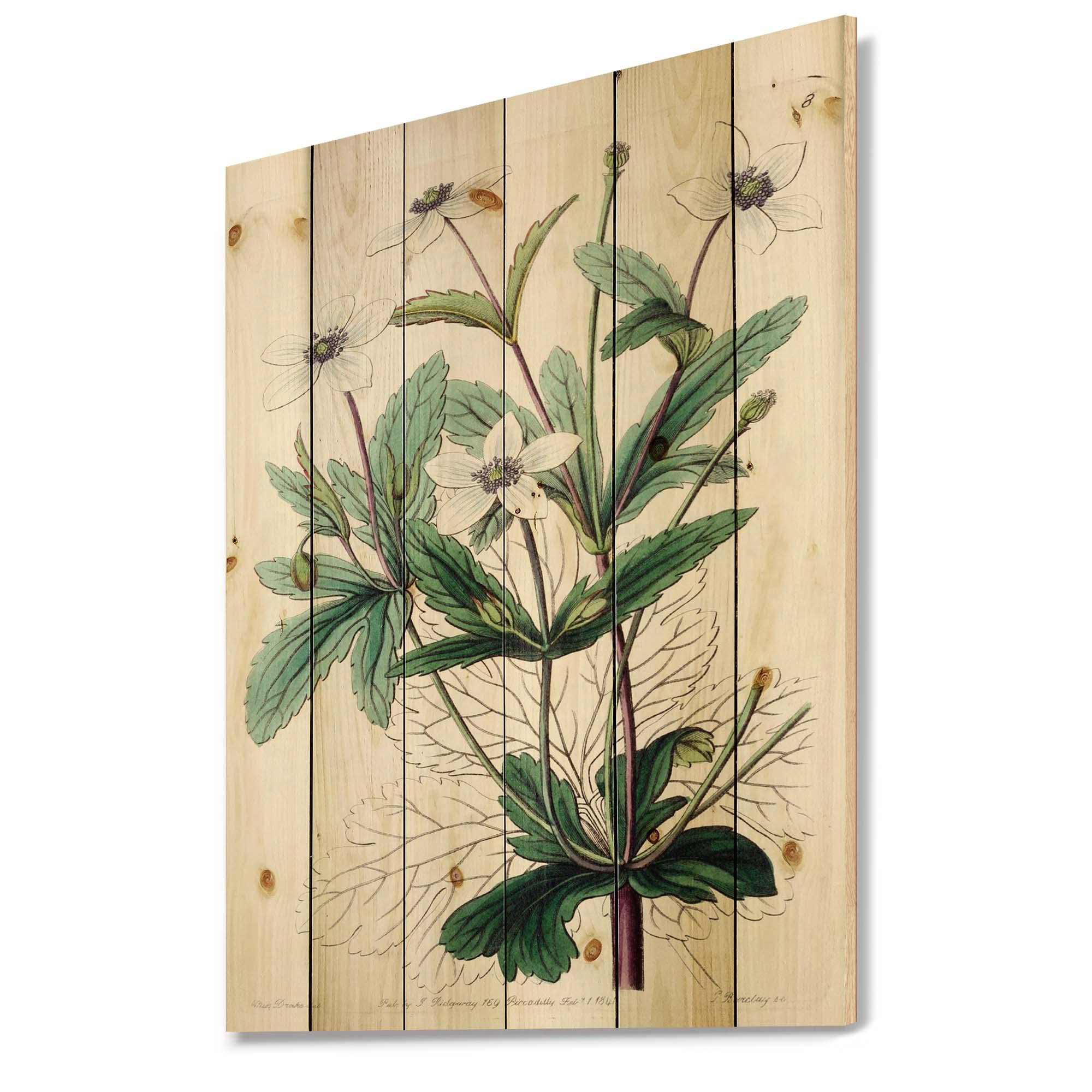 Vintage Floral Wood Wall Decor - Large Traditional Pine Wood Wall Art with Plant Life Design, Green Wood Panels for Living Room, Bedroom & Home Decor
