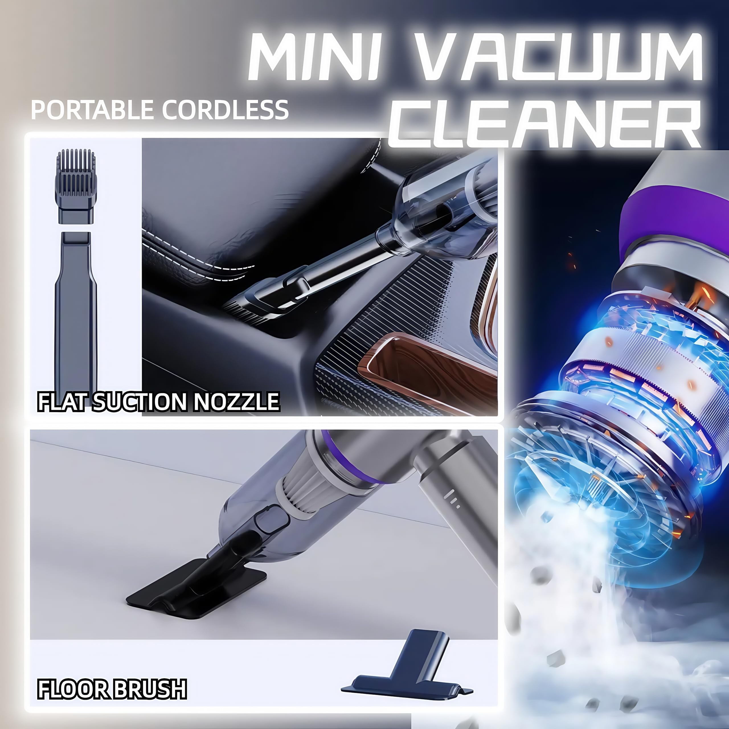 21000PA Rechargeable Cordless Handheld Car Vacuum Cleaner - High Power Mini Vacuum & Blower 2-in-1 with 3 Speed Modes, Brushless Motor for Car Detailing, Home Cleaning, Office & PC Maintenance | Perfect for Quick Spills, Pet Hair Removal & Dusting