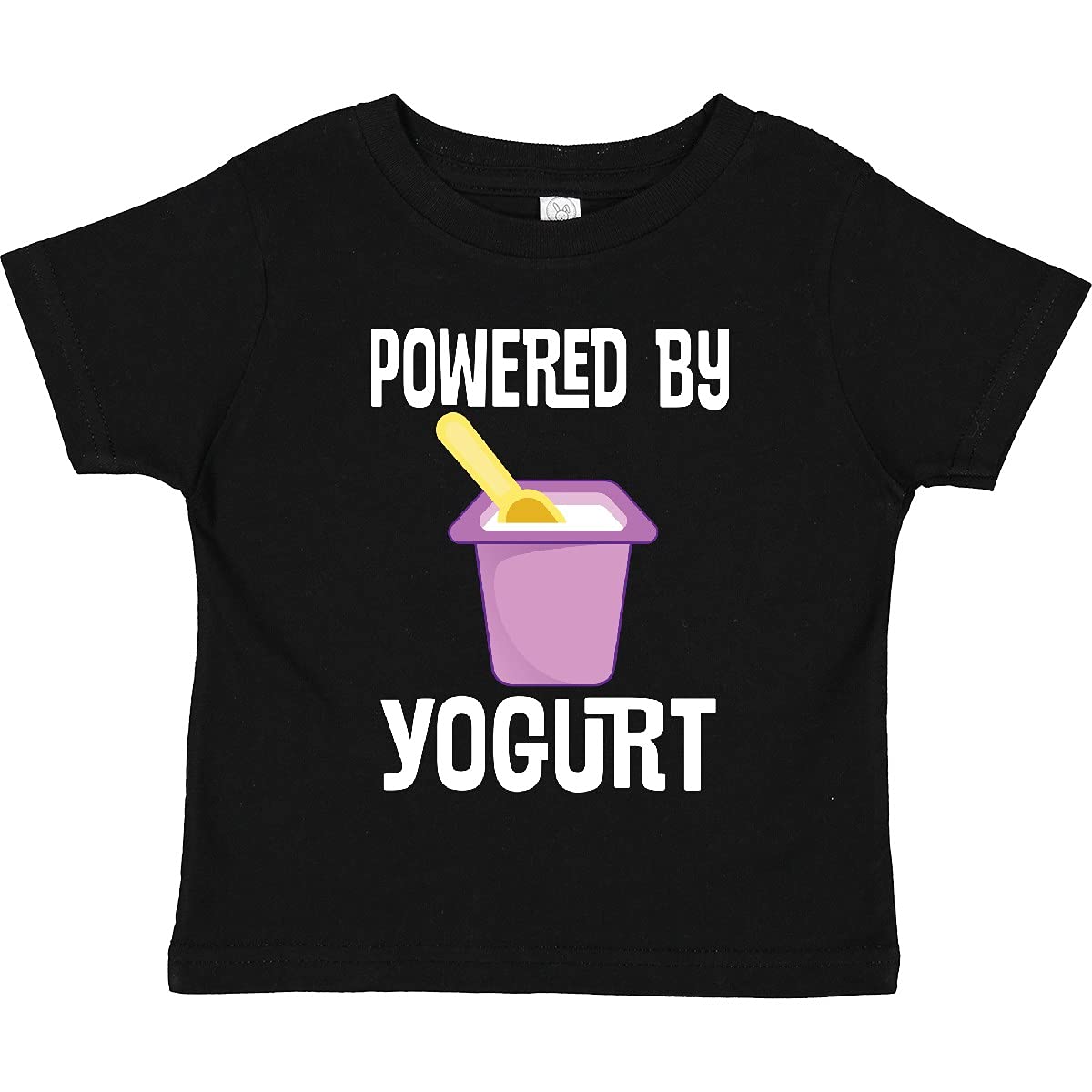Inktastic Powered by Yogurt Health Food Toddler T-Shirt - Cute Organic Cotton Tee for Kids | Perfect for Playdates, Daycare & Family Outings