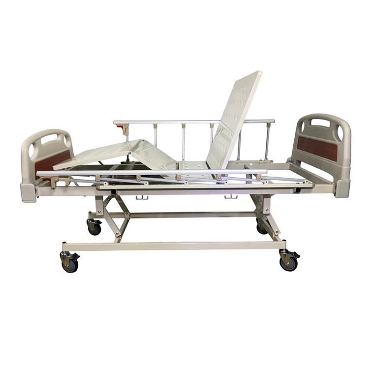 3 Crank Manual Hospital Bed - Adjustable Home Care Bed for Elderly & Patients - Heavy Duty Steel Frame with Wheels - Ideal for Home Healthcare & Recovery Use