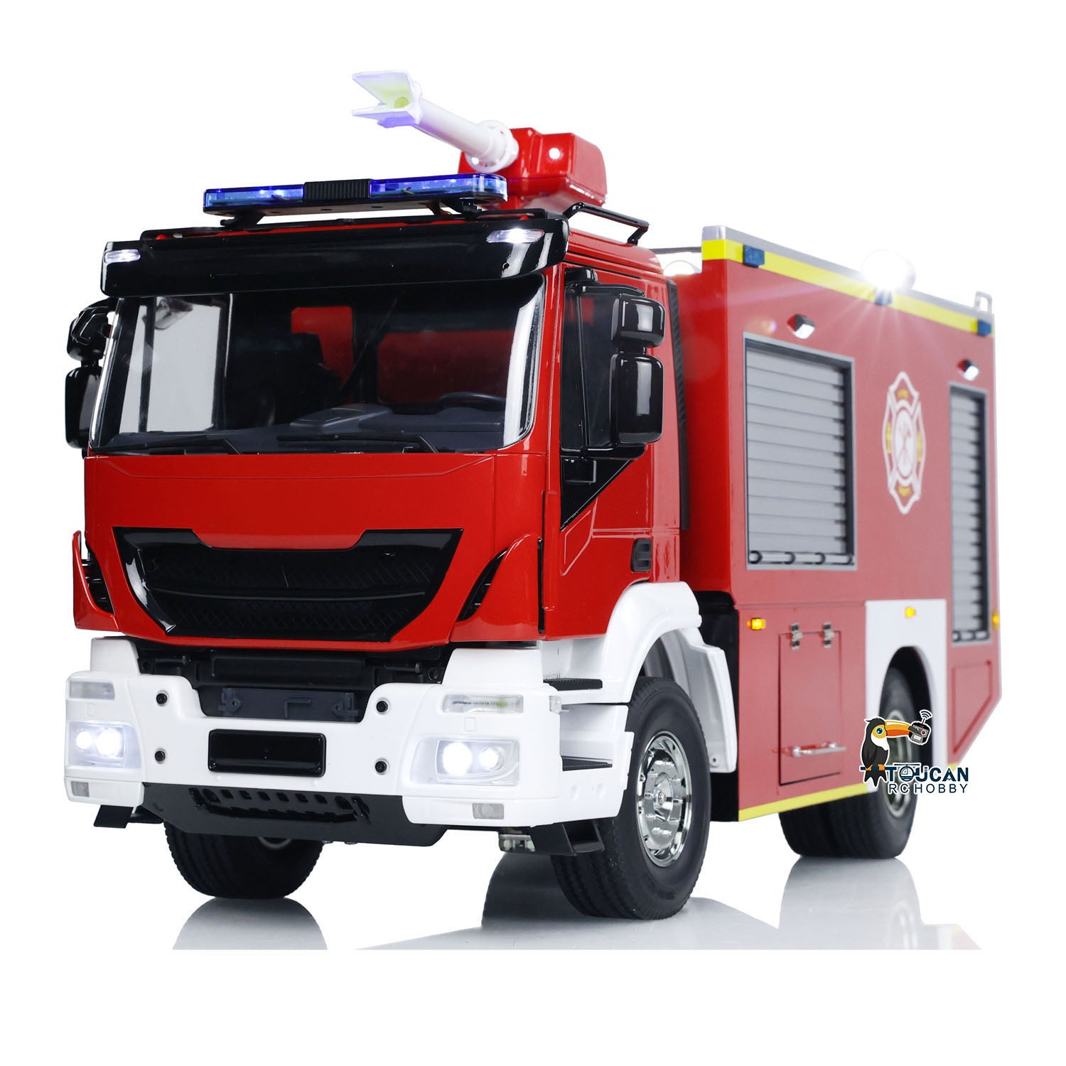 1/14 Scale RC Fire Truck - 4x2 Remote Control Fire Rescue Vehicle with 2-Speed Transmission, LED Lights & Sound Effects - ST8 System for Hobbyists & Collectors - Perfect for Playtime, Gifts & Model Displays