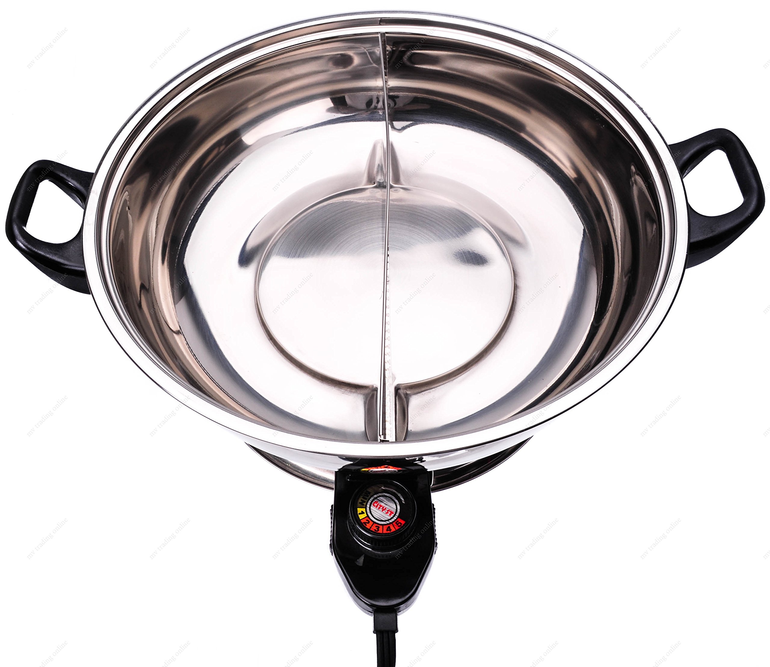Electric Shabu Shabu Hot Pot with Divider - Mongolian Style Multi-Cooker for Home Dining, Party & Asian Cuisine Lovers