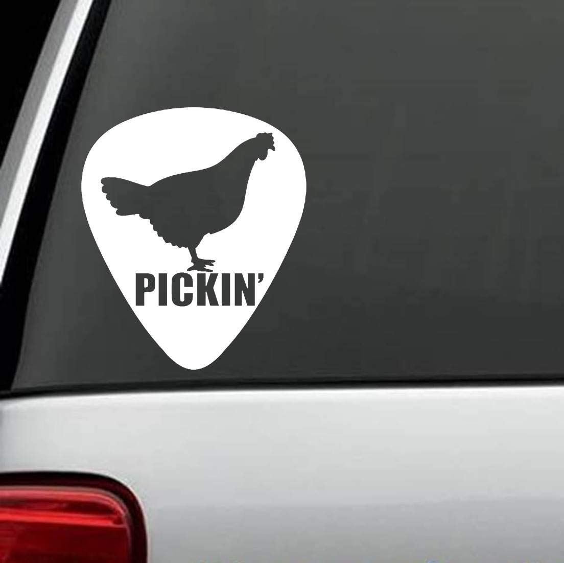 G1064 Chicken Pickin' Guitar Pick Shape Decal Sticker - 6x5 Inches - Perfect for Guitar Cases, Laptops & DIY Crafts