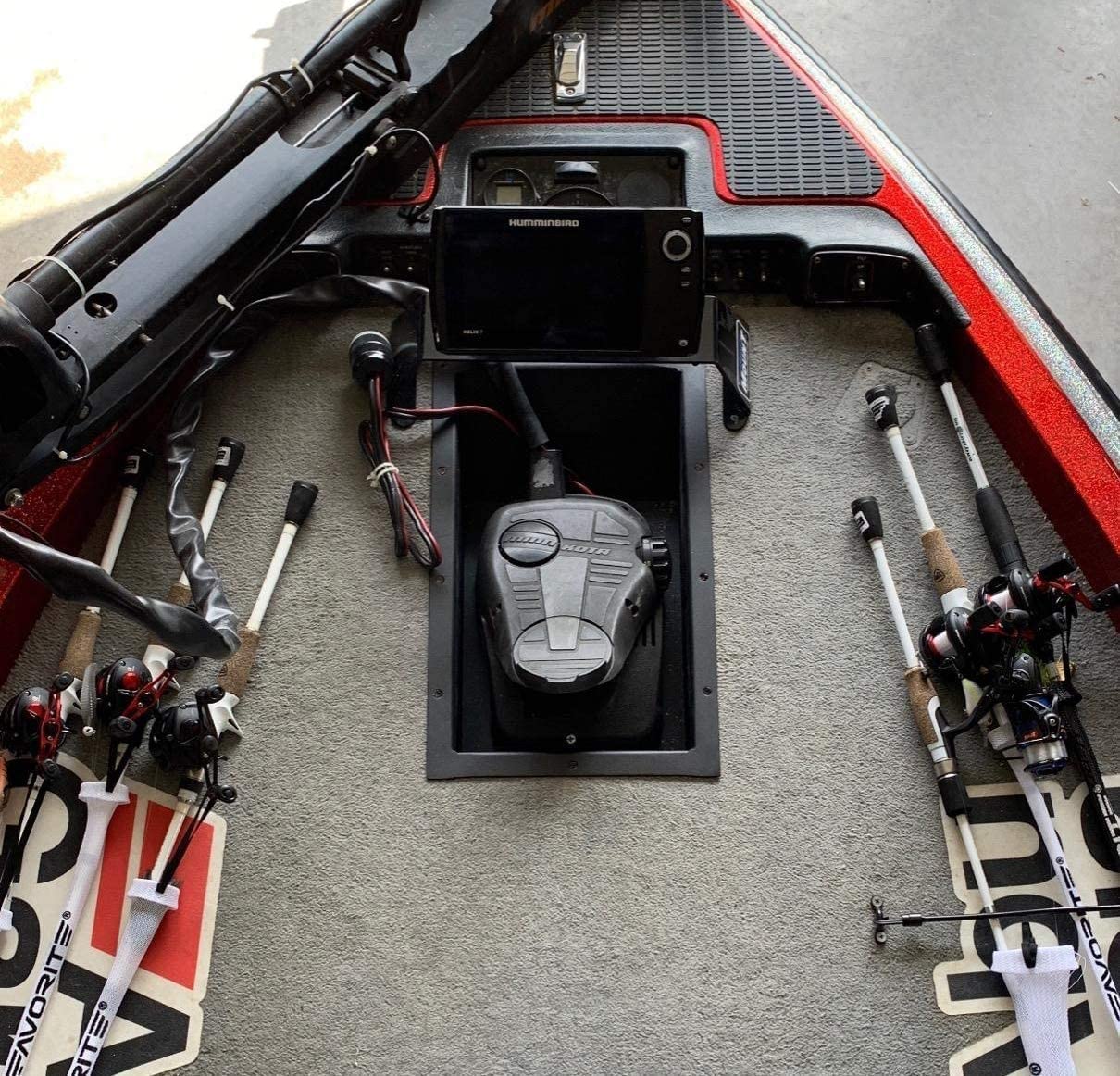 Lurwind Recessed Trolling Motor Foot Pedal Tray - Red Powder-Coated Aluminum, 19.375