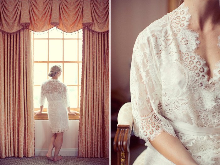 Elegant Swan Queen Lace Kimono Bridal Robe - Ivory or Blush (Style 102) | Perfect for Wedding Morning, Bridal Shower & Honeymoon Getaway