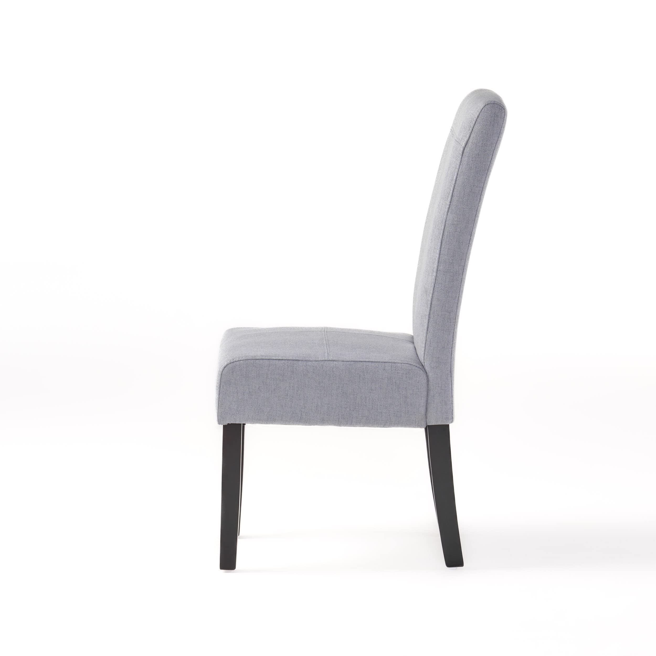 Christopher Knight Home Pertica Fabric Dining Chair Set of 2 - Light Grey Wooden Dining Chairs for Kitchen, Dining Room & Breakfast Nook - Comfortable Upholstered Seating for Home & Restaurant Use