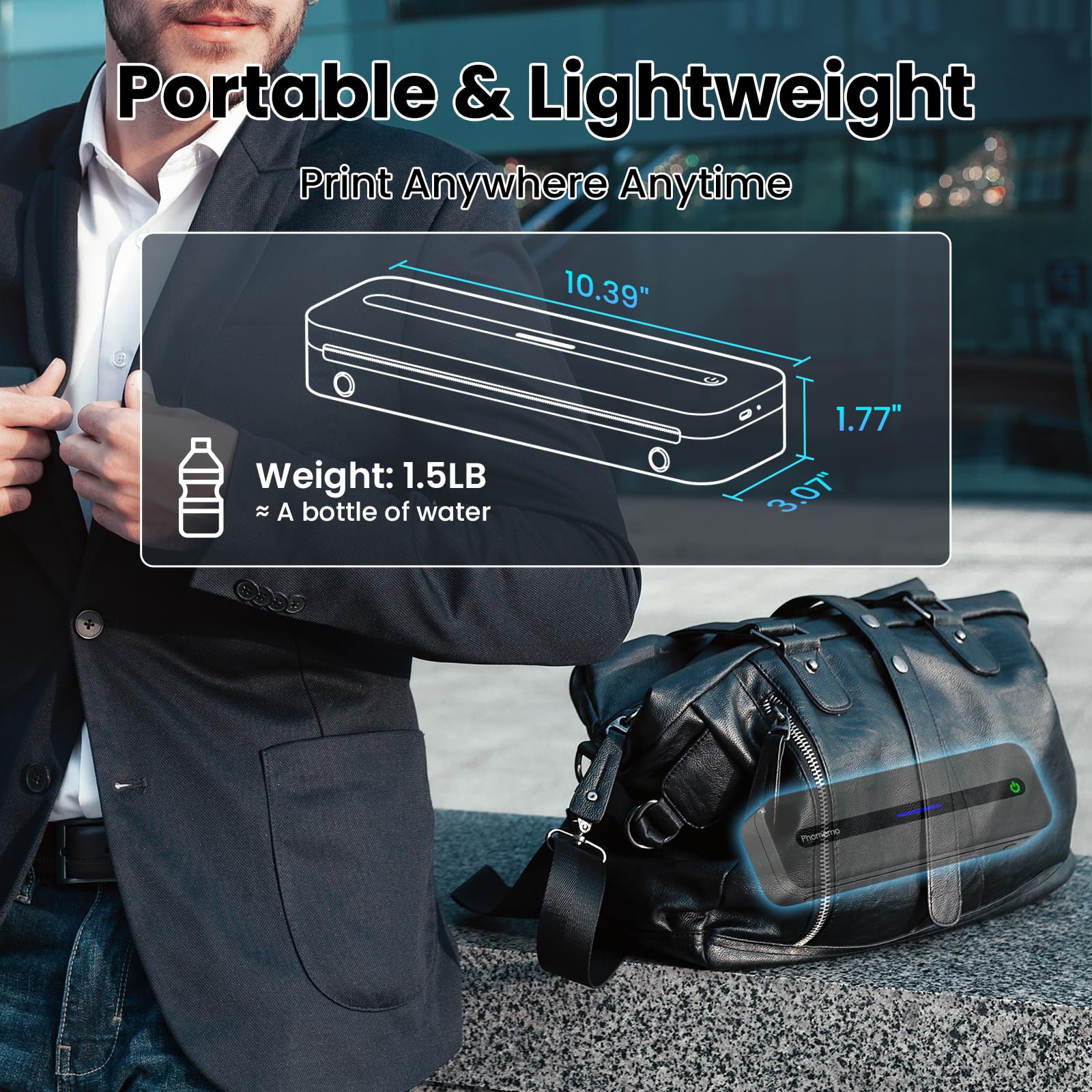 Phomemo M832 Wireless Bluetooth Thermal Printer - Portable Inkless Printer for Travel, Home & Office - Compatible with 8.5