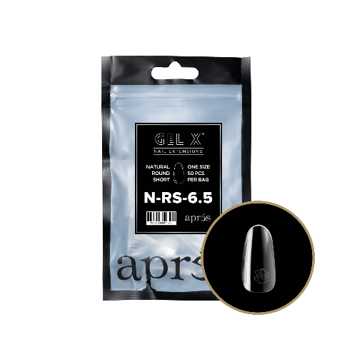 Apres Gel X Refill Tips 2.0 - 50pcs Natural Short Round Fake Nails for Manicure - Perfect for DIY Nail Art, Salon & Home Use