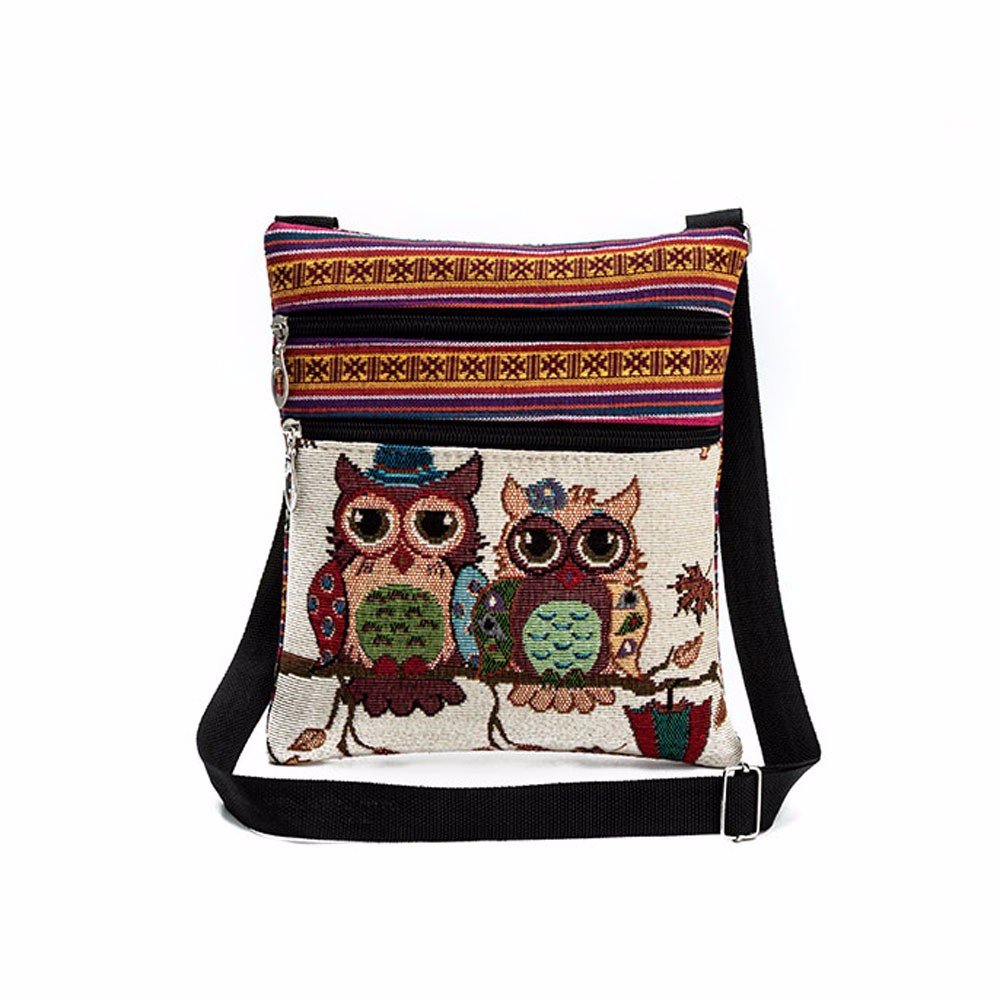 Stylish Embroidered Owl Shoulder Bag for Women - Fashionable Tote & Crossbody Handbag - Perfect for Work, Travel, and Daily Use