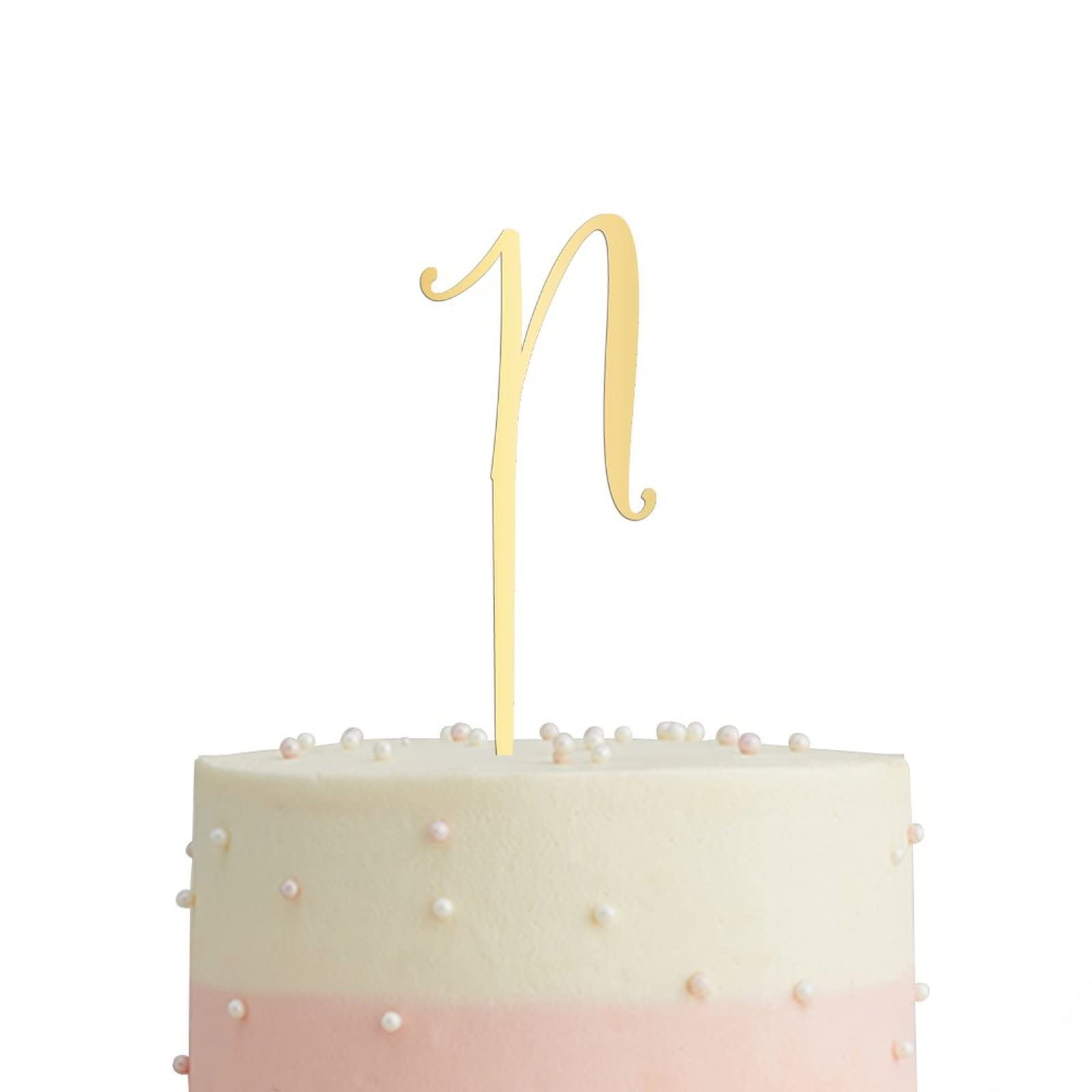 Gold Glitter Letter N Cake Topper - Personalized Acrylic Wedding & Birthday Cake Decoration - Rustic Party Supplies for Weddings, Birthdays, Baby Showers & Special Events