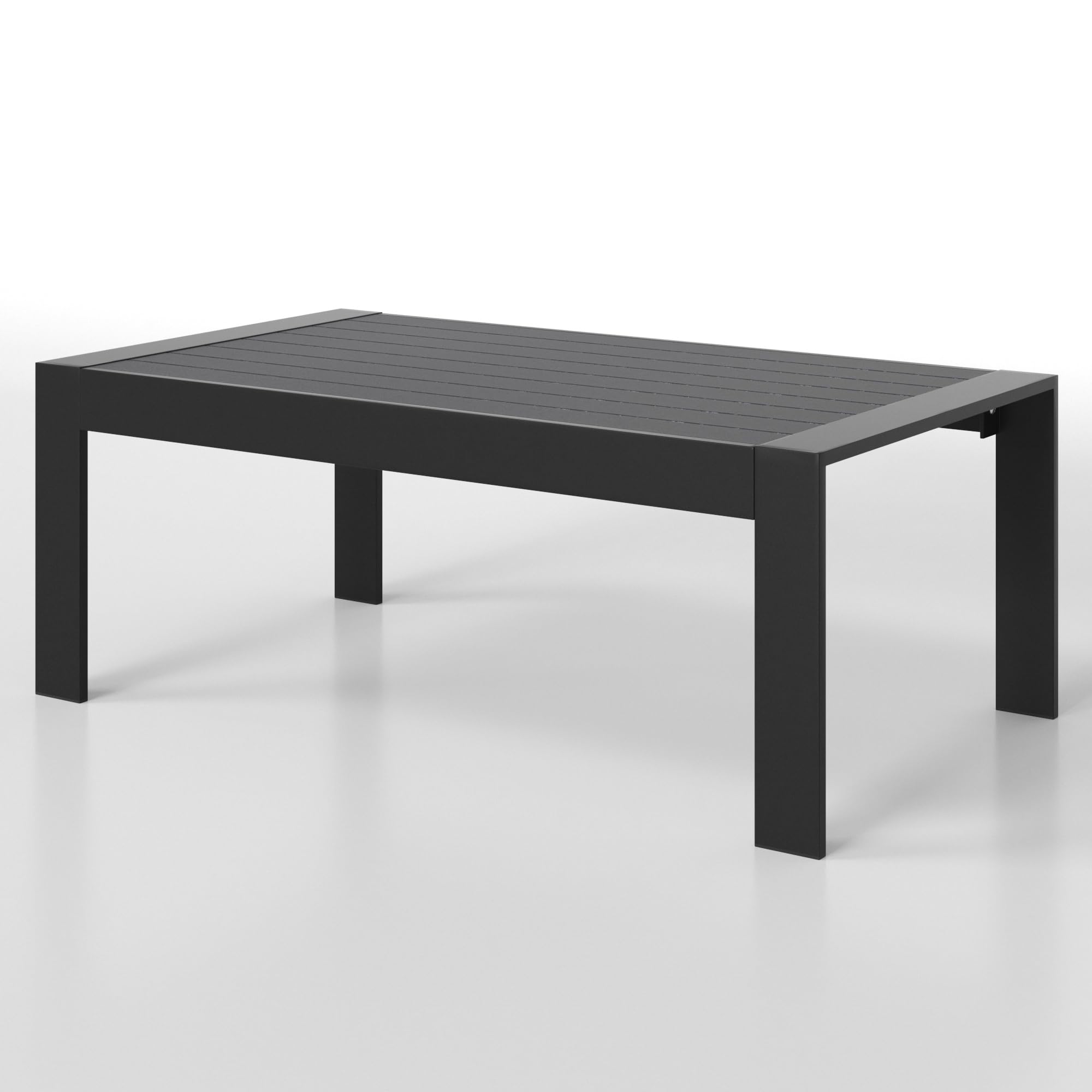 Wisteria Lane Black Aluminum Outdoor Coffee Table - All-Weather Metal Patio Table for Balcony, Garden, Backyard - Modern Rectangle Design for Outdoor Entertaining & Relaxation