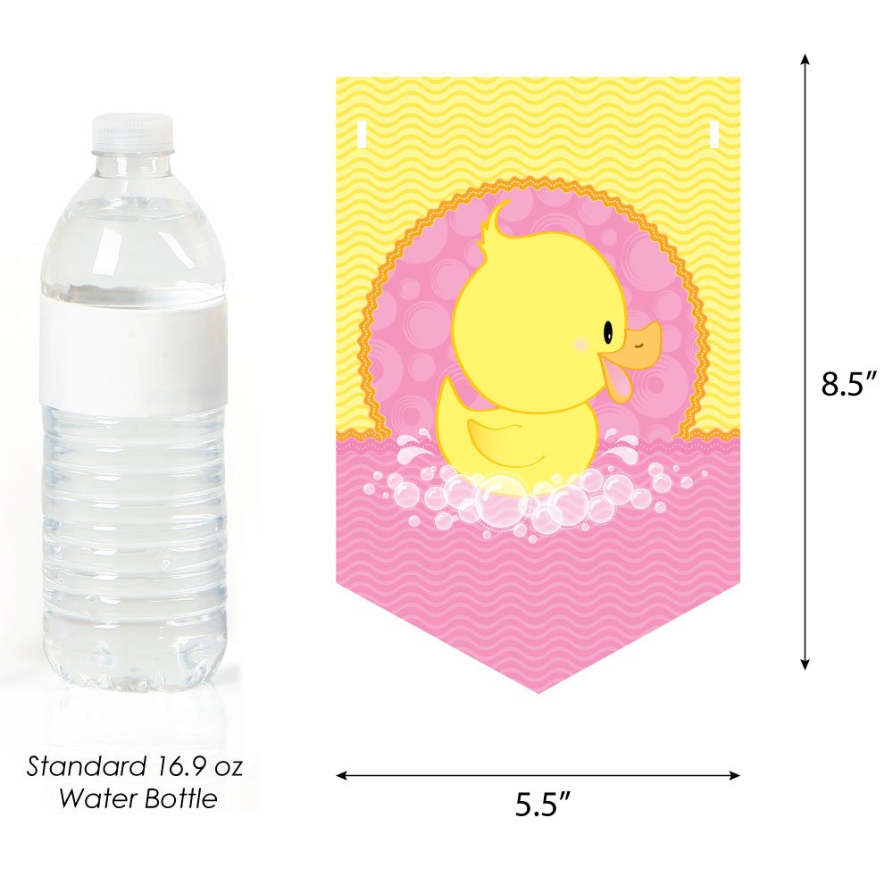 Big Dot of Happiness Pink Ducky Duck Birthday Banner - Cute Pink Party Decorations for Girls Birthday Celebration - Perfect for Baby Showers, Nursery Decor & Kids Parties