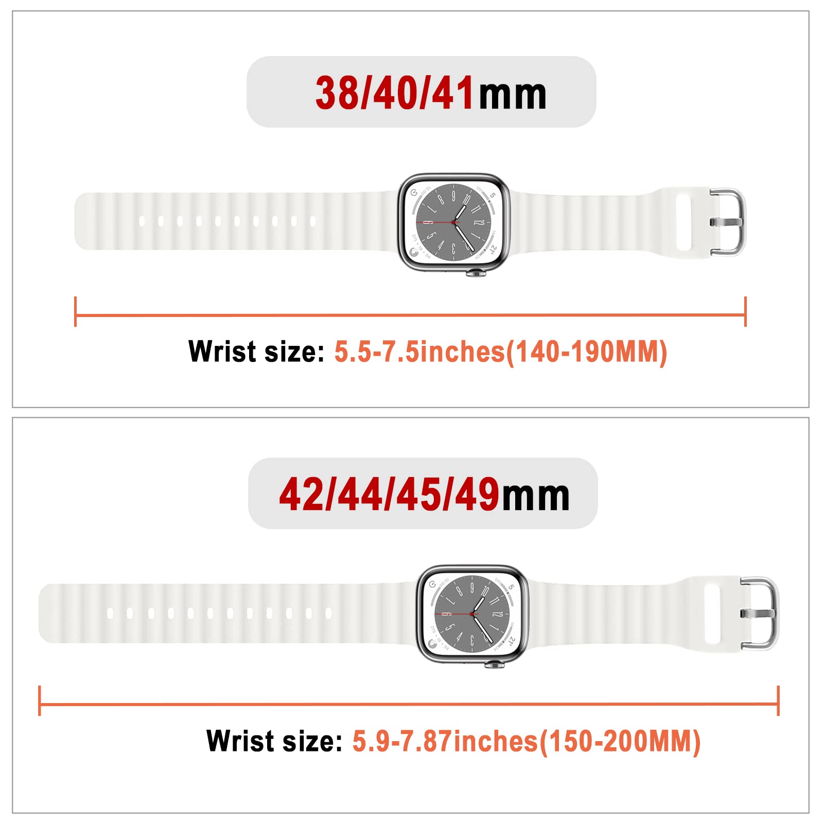 Ocean Band for Apple Watch Ultra/Series 9/8/7/6/5/4/3/2/1 & SE - 49mm/45mm/44mm/42mm/41mm/40mm/38mm Sport Silicone Strap - Breathable Wristband for Men & Women - Perfect for Swimming, Workouts & Daily Wear