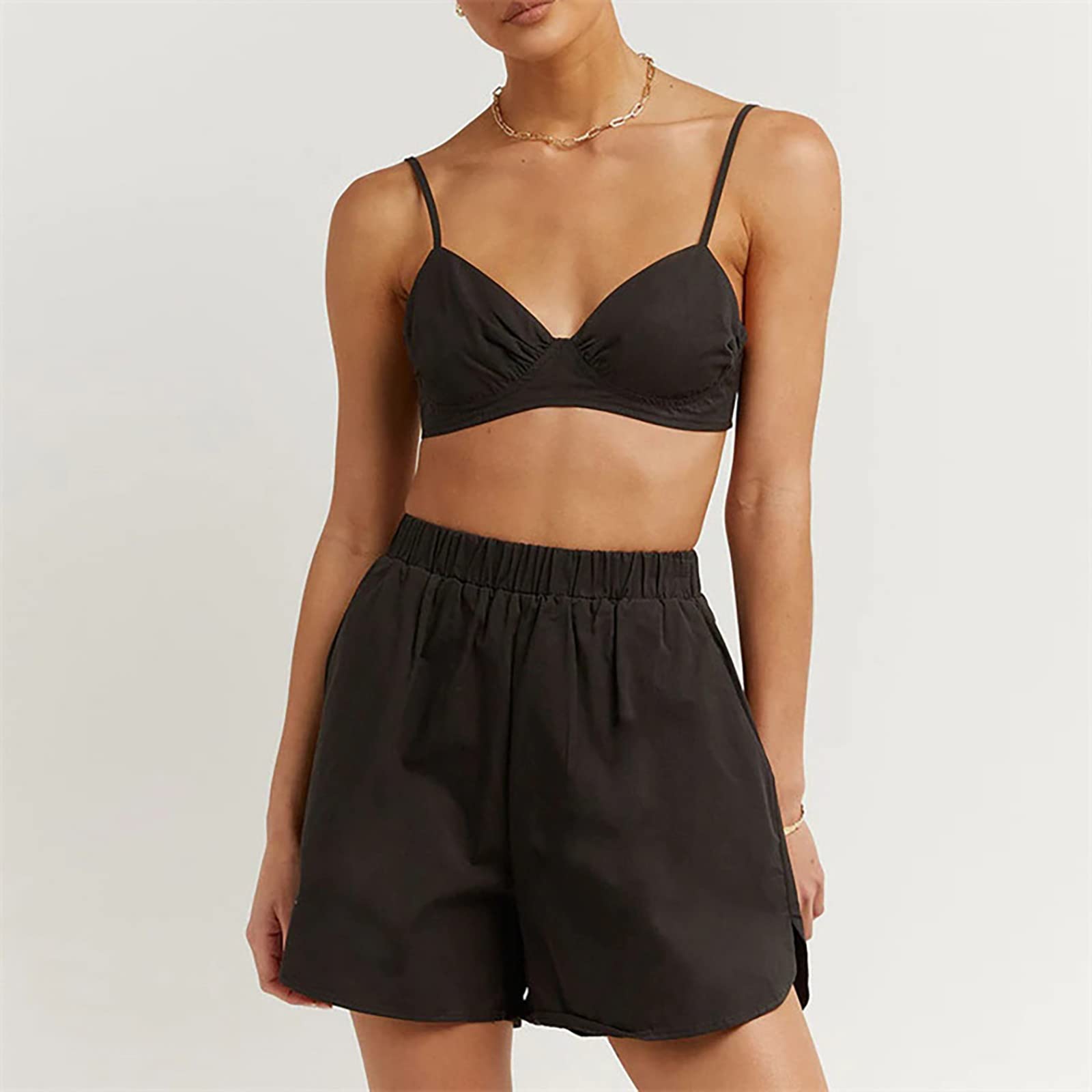 Women's 2-Piece Knit Lounge Set - Soft Black French Terry Loungewear Outfit for Relaxing at Home, Brunch Dates & Casual Wear | Comfortable & Stylish