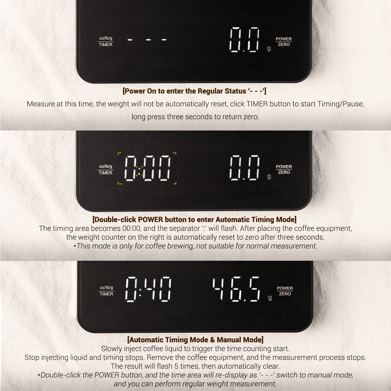 EMPO Digital Coffee Scale with Timer - 3000g Precision Espresso & Brew Drip Scale, Kitchen Baking Scale with Auto Timing Function | Perfect for Home Baristas, Coffee Shops & Baking Enthusiasts