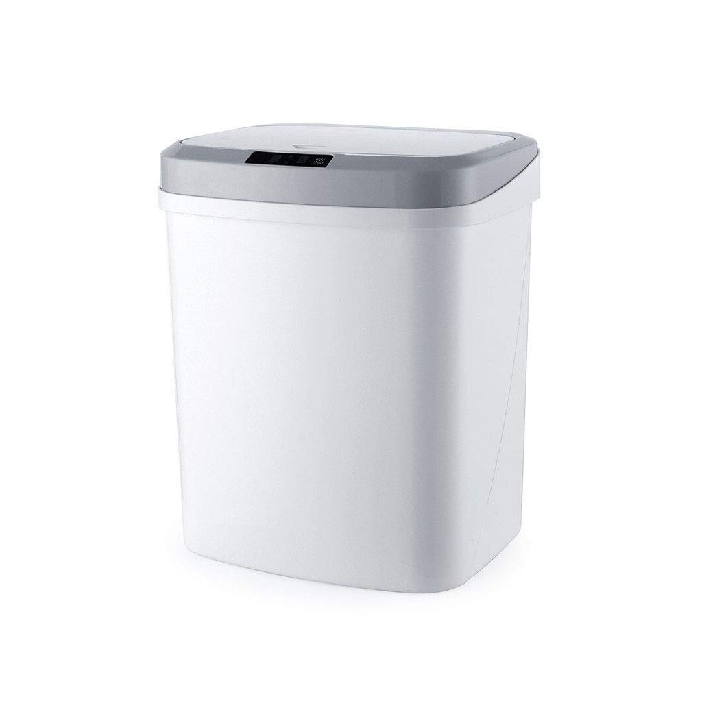 White Waterproof Recycler Bin - Plastic Square Trash Can with Cover for Living Room, Bedroom, Office & Outdoor Use - Dustproof Hideaway Waste Basket for Home & Garden Organization