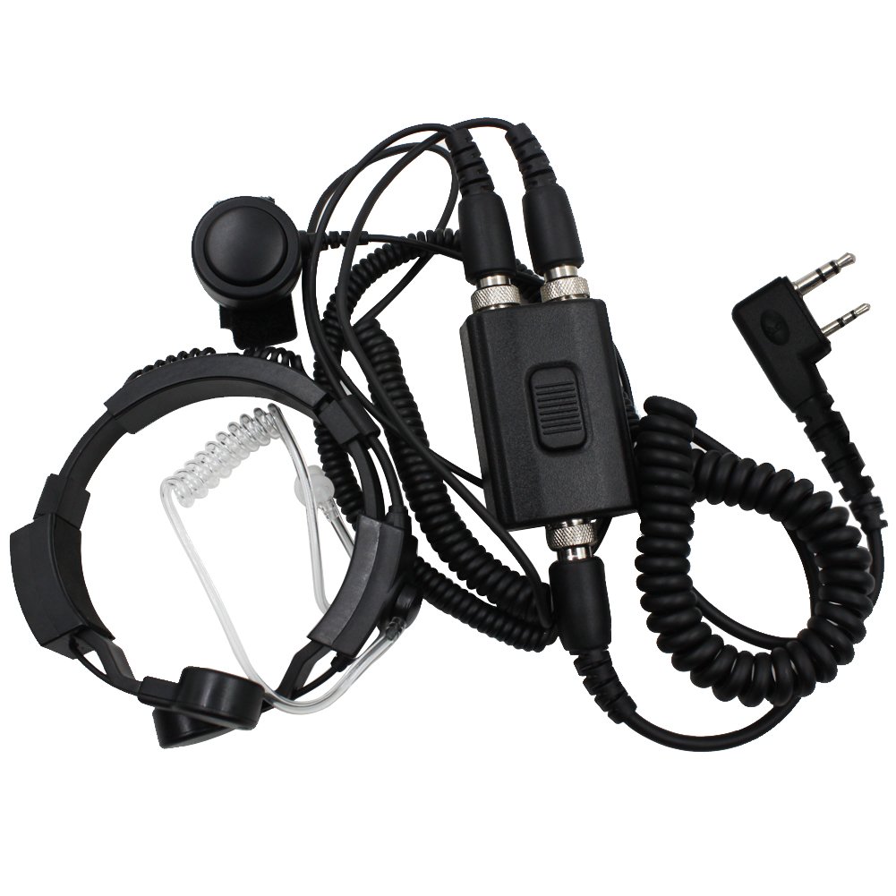 Professional Tactical Throat Mic Headset with Covert Acoustic Tube & Finger PTT - Compatible with Kenwood Pro-Talk XLS TK Two-Way Radios (2-Pin) - Ideal for Military, Police, FBI Operations & Outdoor Adventure Activities