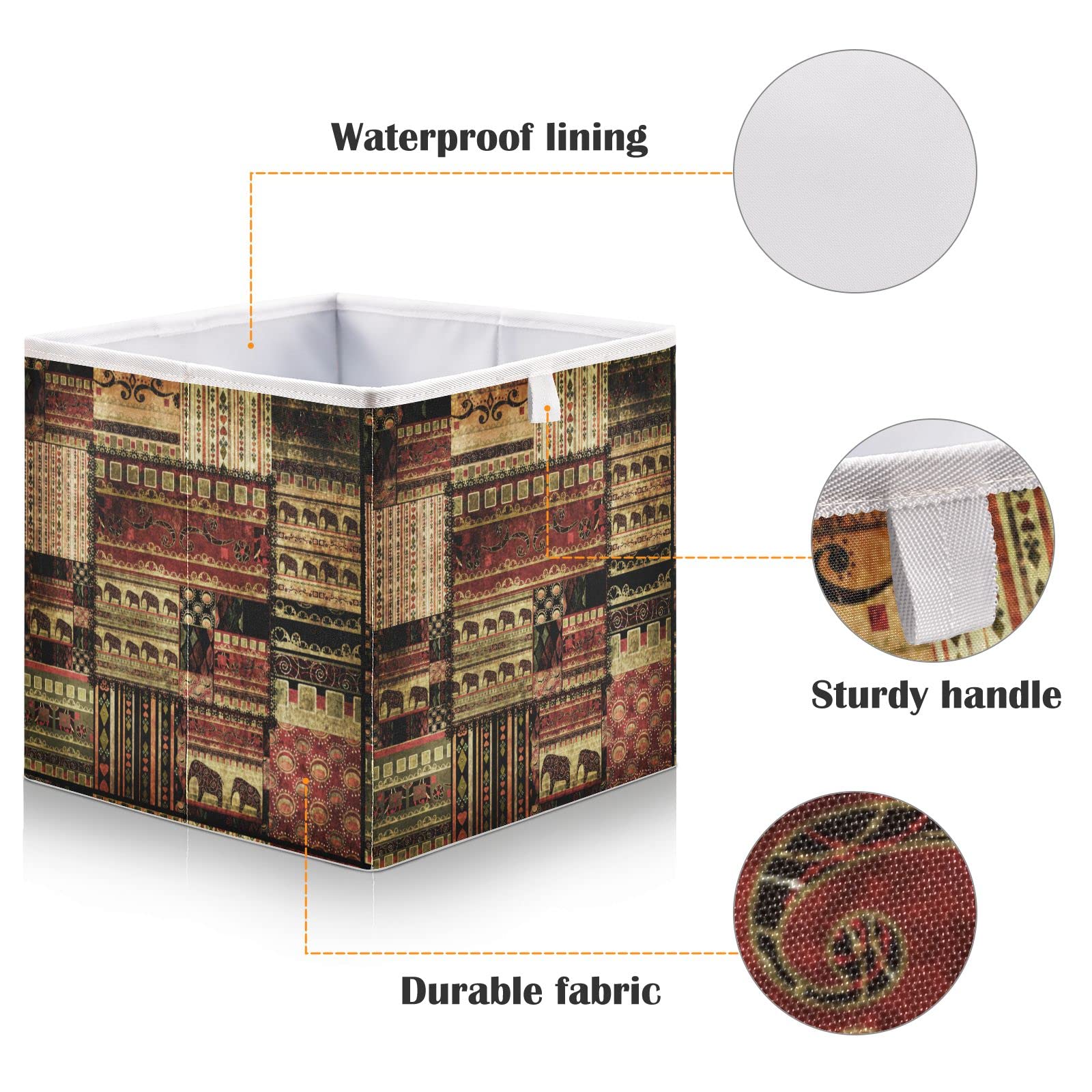DOMIKING African Pattern Storage Bins - Foldable Fabric Storage Baskets with Sturdy Handle for Closet, Shelves & Bedroom Organization (11 Inch) - Perfect for Home, Office & Kids Room Storage Solutions