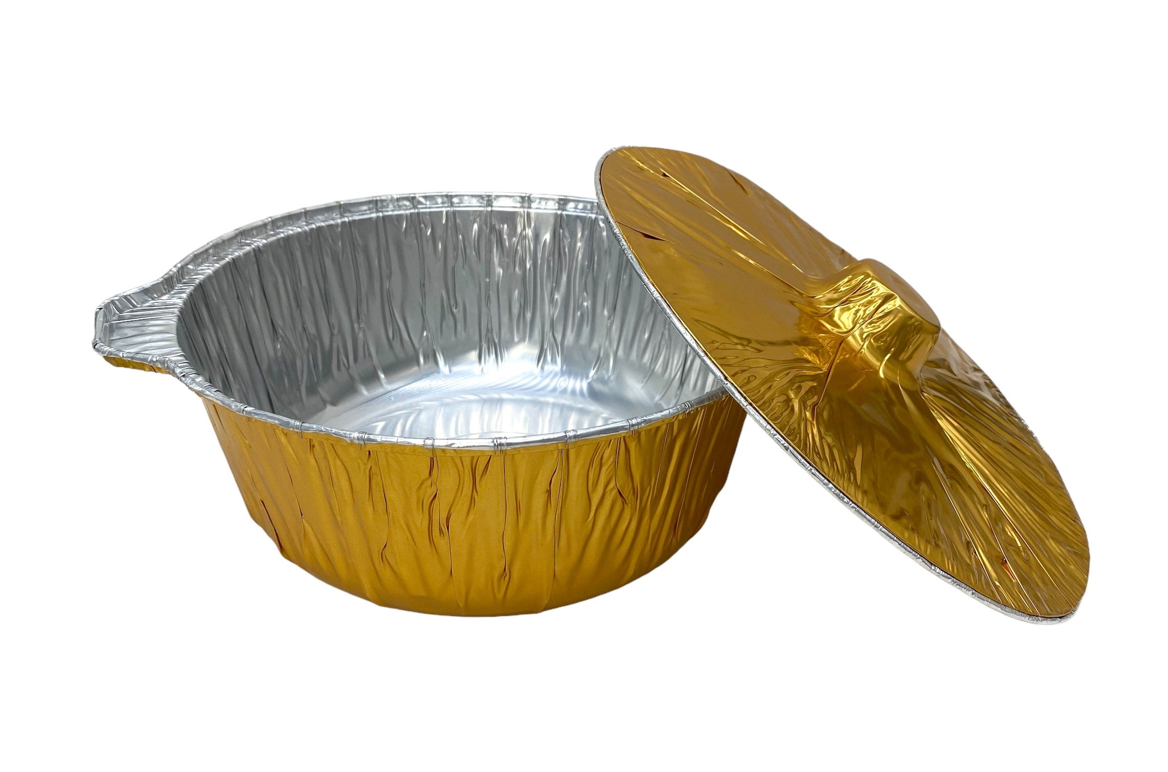 13x5 Inch Gold Foil Round Baking Pan with Lid - Perfect for Cakes, Pies & Party Desserts