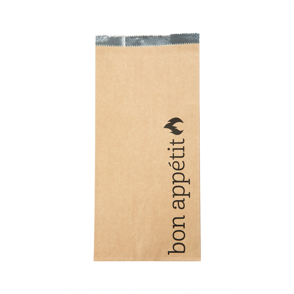 Eco-Friendly Kraft Paper Foil Bags with Bon Appetit Print - 1/2 Gallon Size (6.5