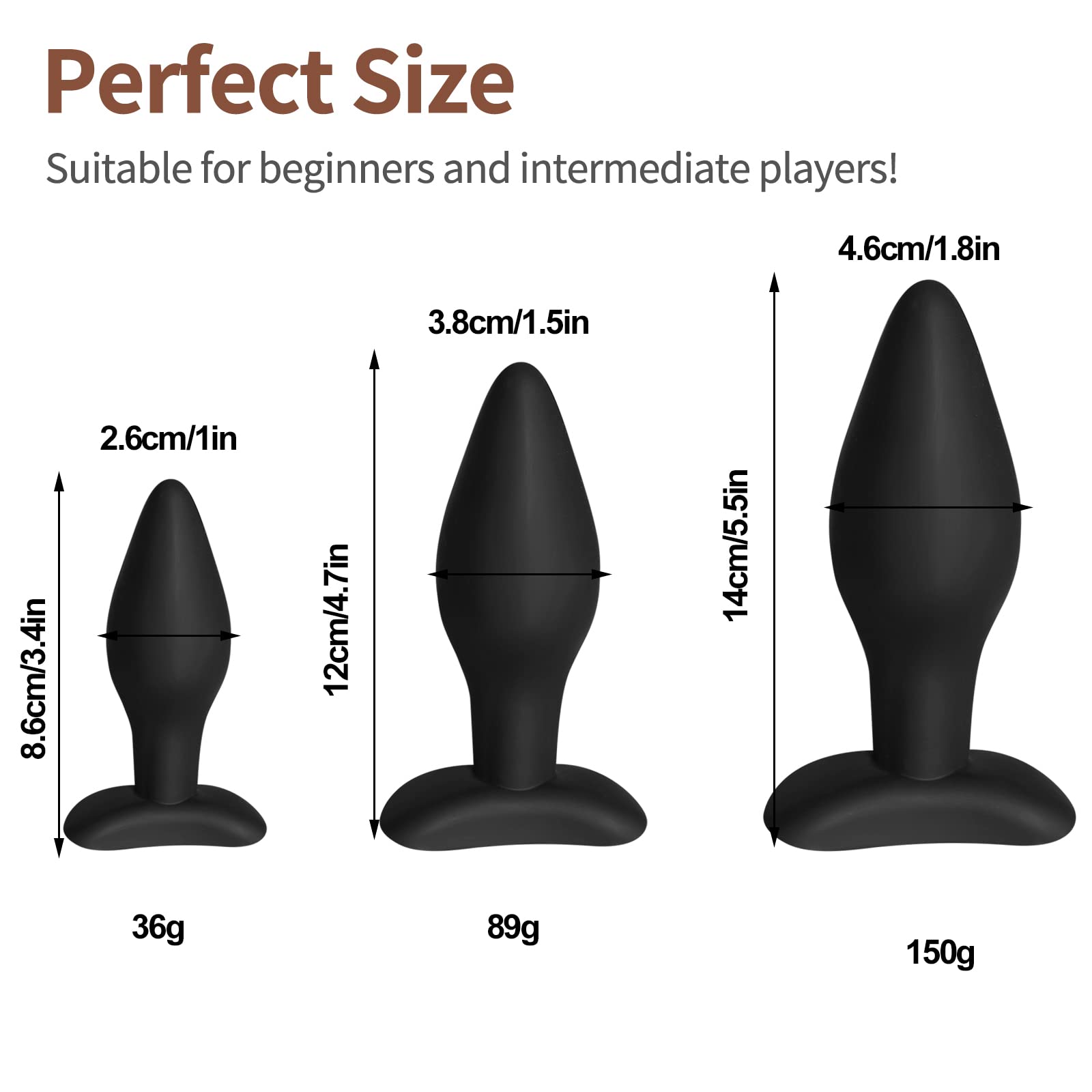 3PCS Silicone Anal Plug Training Kit - Beginner to Advanced Butt Plugs for Men, Women & Couples | Comfortable Black Sex Toys for Solo Play & Couples Intimacy