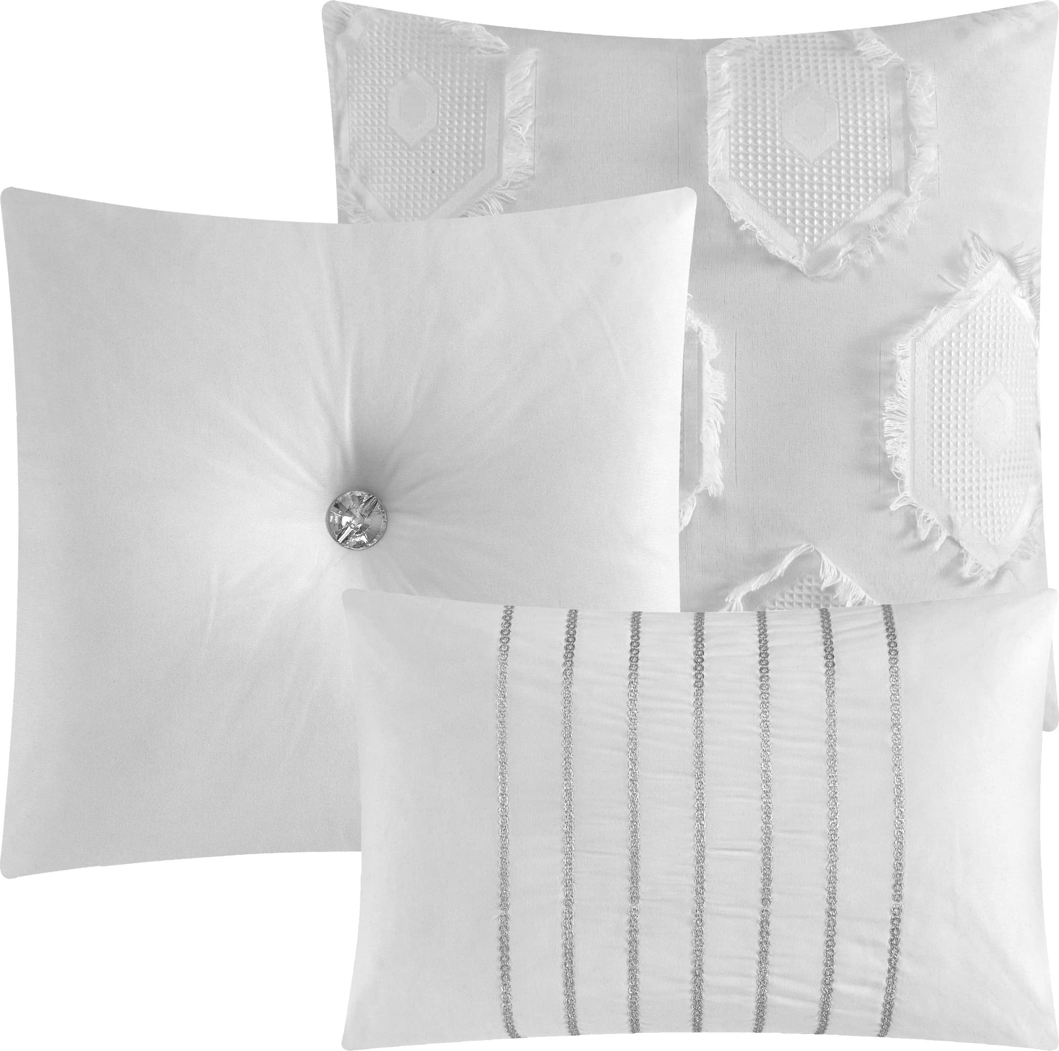 Stratford Park White Queen Size 7-Piece Bedding Set with Comforter, Bedskirt, Pillowcases & Shams | Luxury Soft Bed Sheets for Master Bedroom & Guest Room Decor