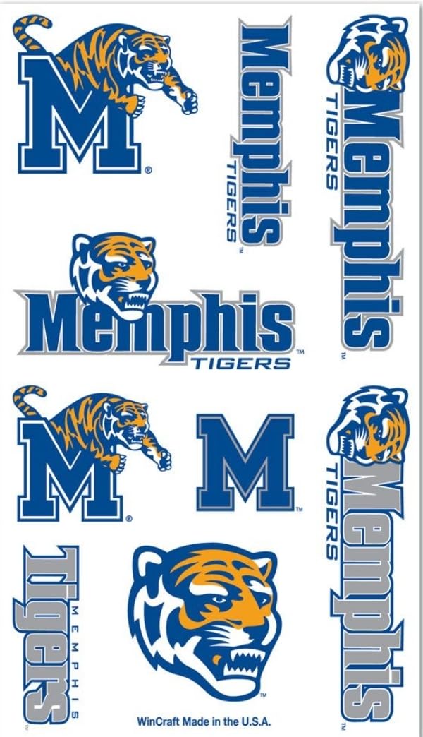 Memphis Tigers Nail Art Stickers - 4 Pack Temporary Fingernail Tattoos for Game Day & Sports Events - Perfect for Football, Basketball & Tailgate Parties