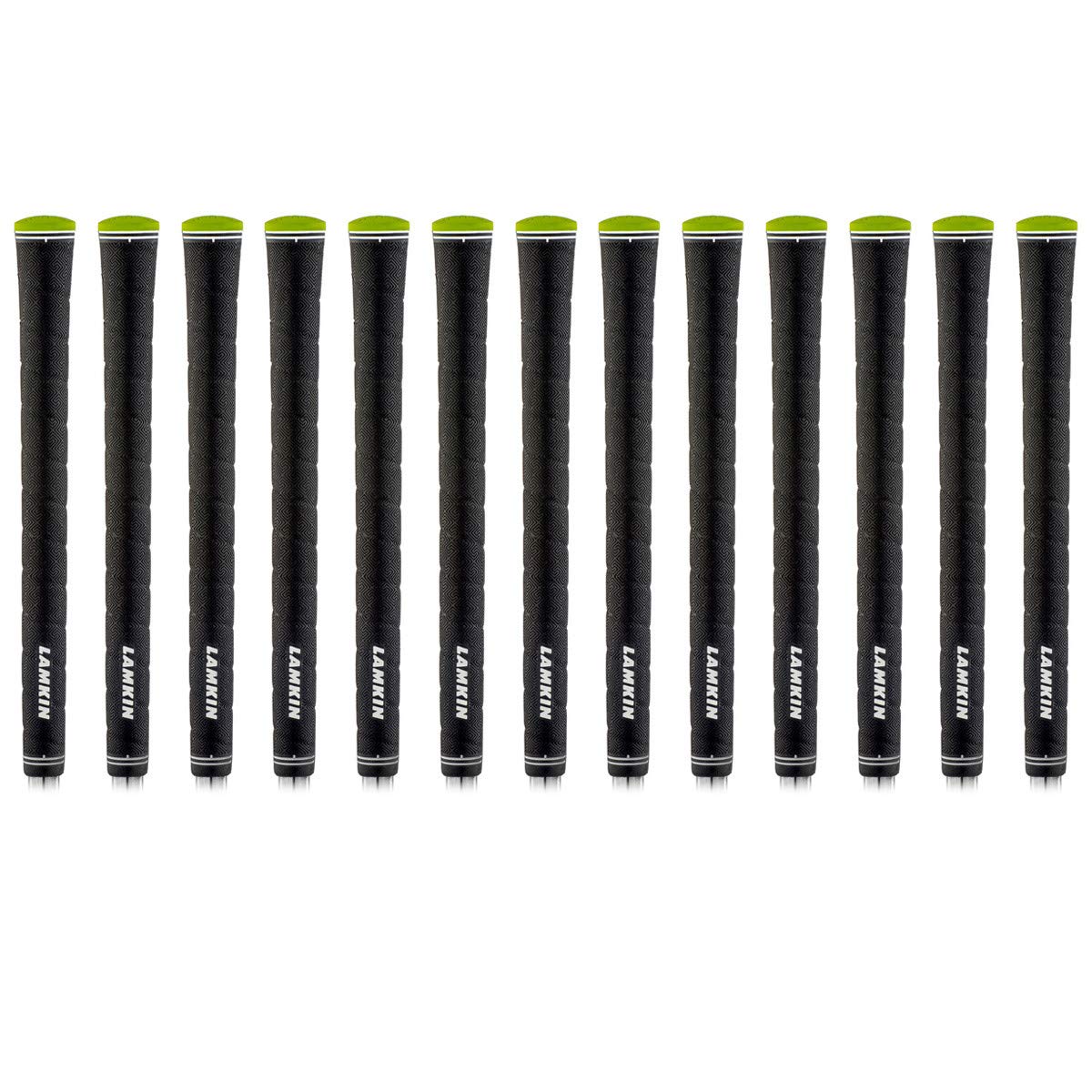 Lamkin Sonar+ Wrap Calibrate Standard Golf Grips - 13 Piece Ribbed Reminder Golf Grip Pack (Black/Green) | Perfect for Improved Swing Control & Comfort | Ideal for Golfers, Driving Range Practice & Club Upgrades