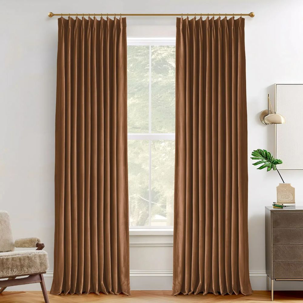 Luxury Heavyweight Blackout Curtains - Cream White & Velvet Blackout Drapes for Bedroom, Living Room & Home Theater - Thermal Insulated Noise Reducing Custom Pleated Drapes