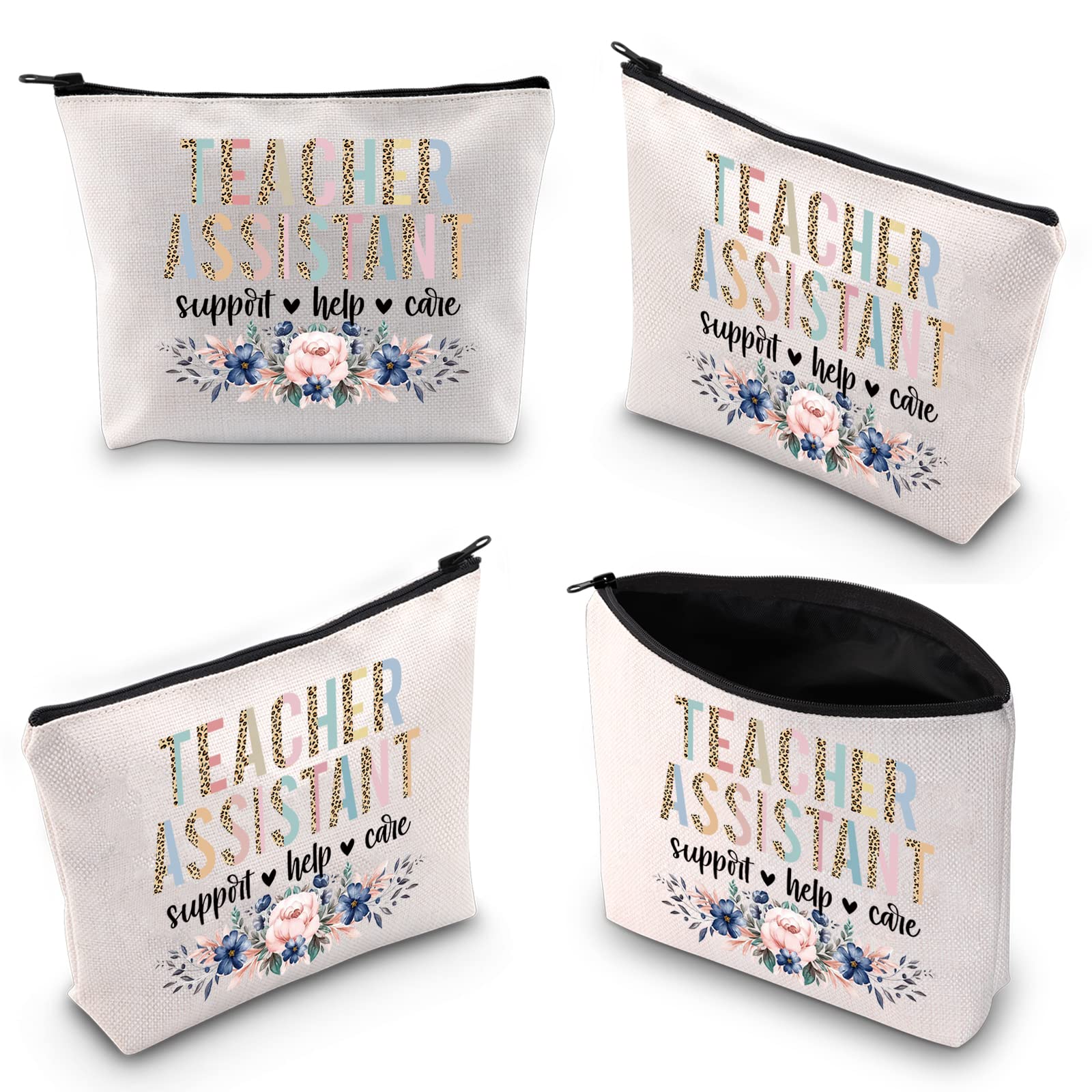 Floral Makeup Bag for Teachers - Appreciation Gift & Teaching Assistant Support - Perfect for School & Travel