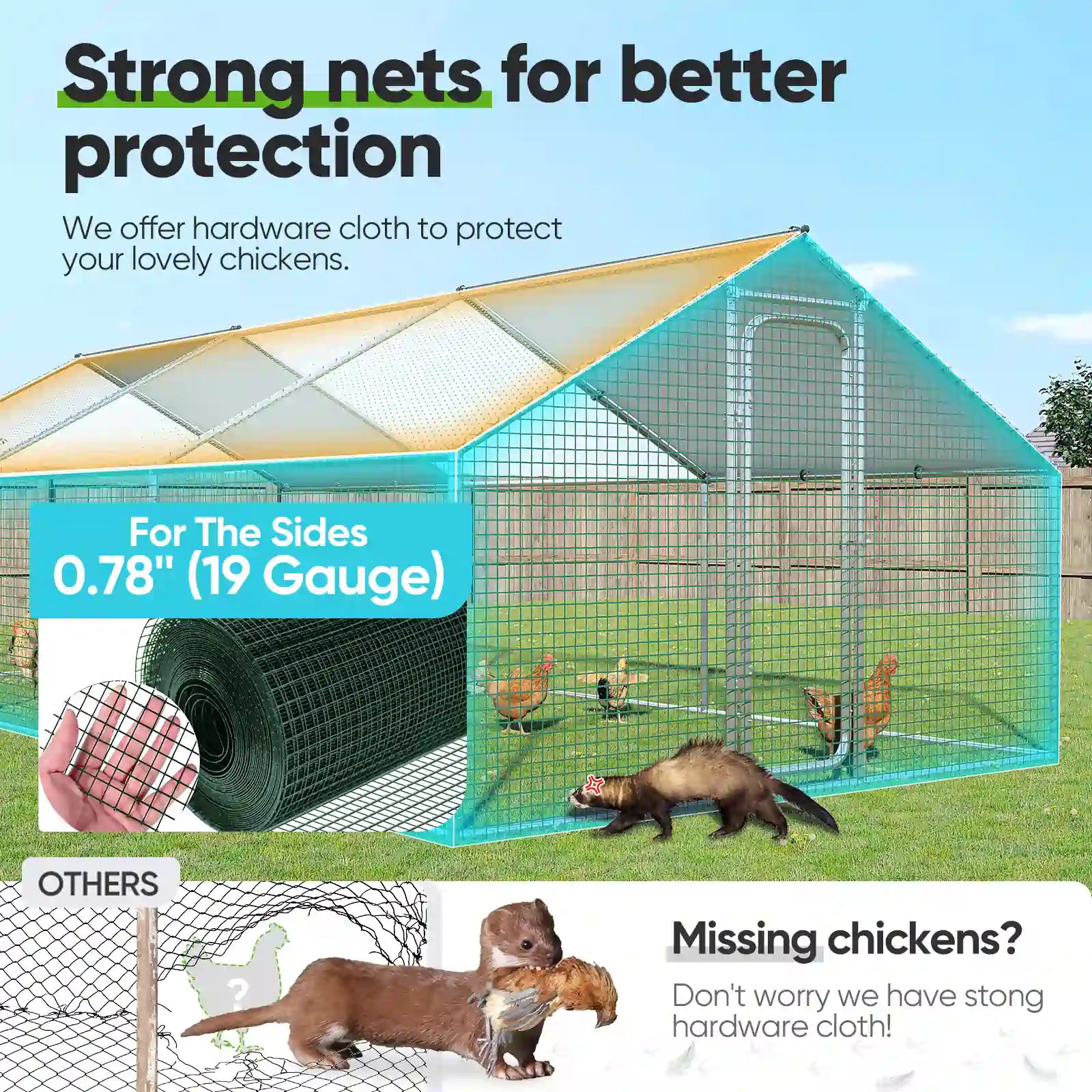 Large Metal Chicken Coop Run - Durable Outdoor Poultry Pen for Hens & Roosters - Perfect for Backyard Farming & Free Range Chicken Keeping