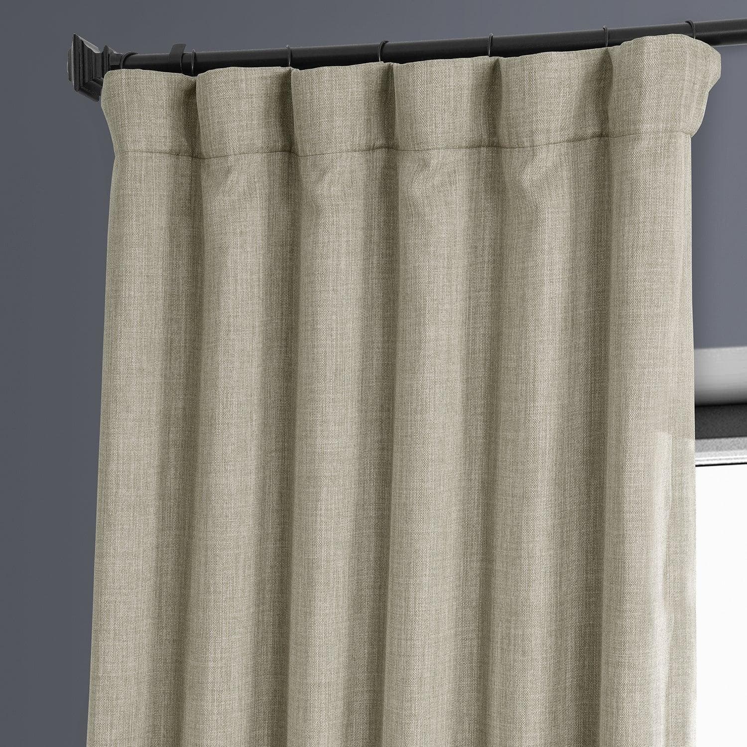 Oatmeal Textured Faux Linen Blackout Curtains for Bedroom - Thermal Insulated Window Drapes for Living Room & Nursery