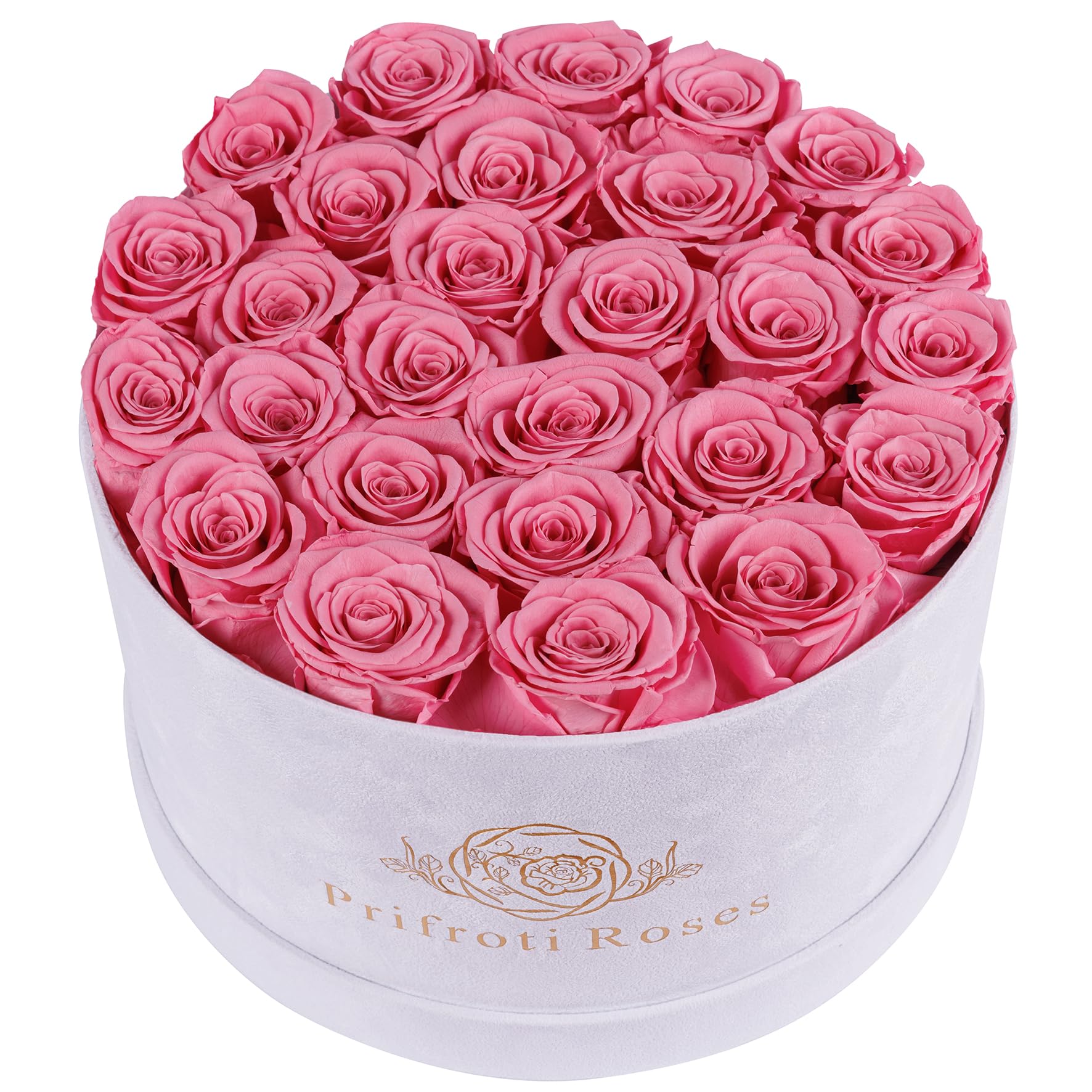 27 Preserved Roses in Luxury Suede Box - Mother's Day, Birthday & Romantic Gifts for Women - Light Pink Floral Arrangement for Home Decor, Wedding Centerpiece & Special Occasions