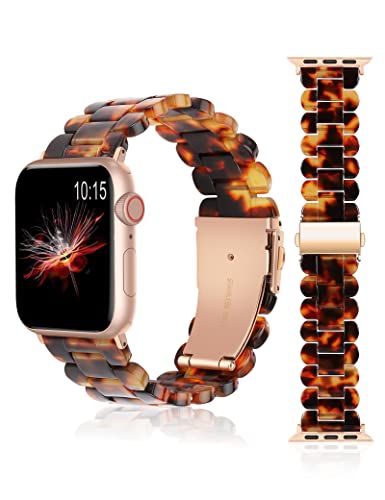 Fashionable Resin Apple Watch Band for Women - Compatible with 38mm 40mm 41mm 42mm 44mm 45mm 49mm (Ultra) - Lightweight Bracelet Strap with Metal Buckle for iWatch Series 8/7/6/5/4/3/2/1/SE - Perfect for Workouts, Office & Everyday Wear