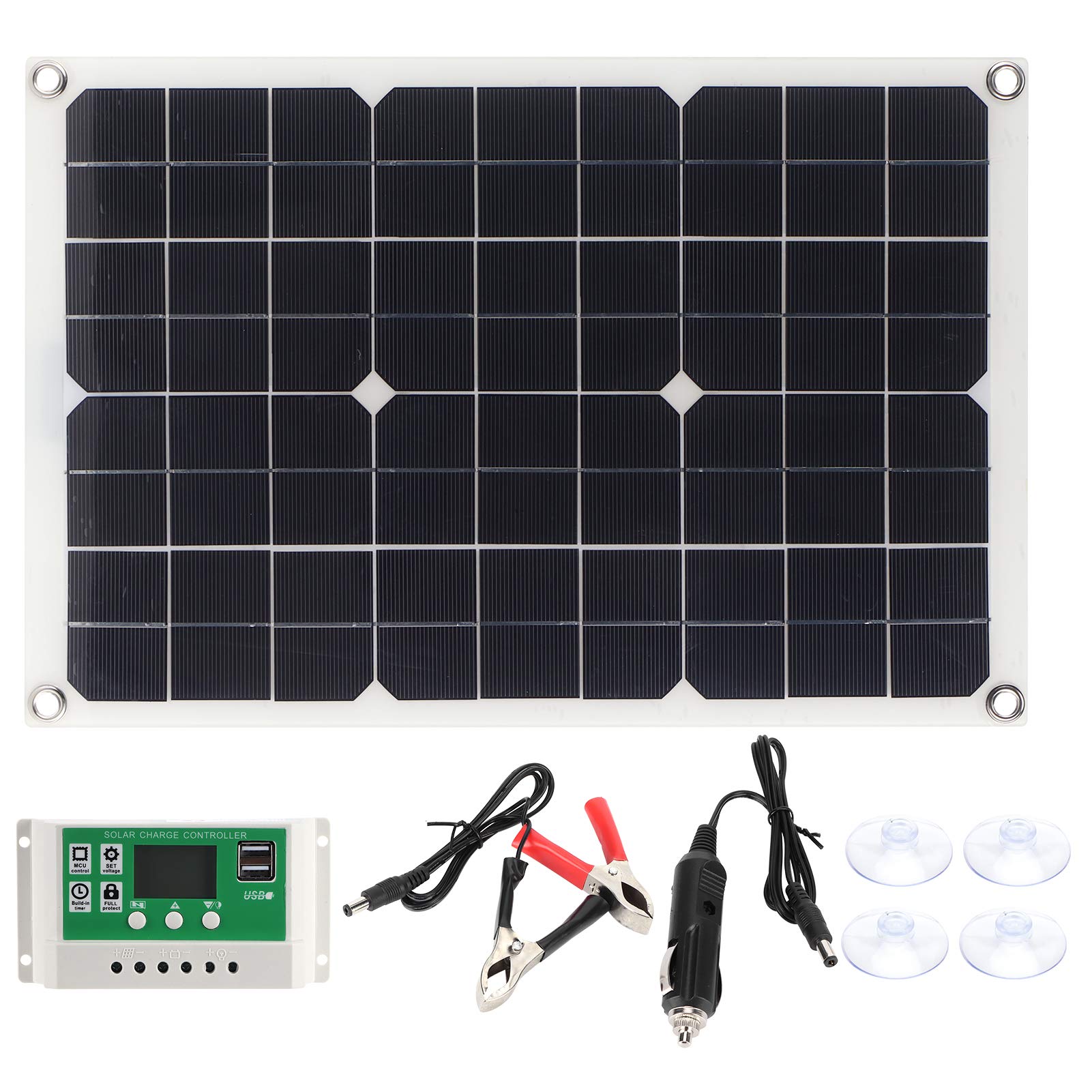 20W Semi-Flexible Solar Panel Charger - 16.6x11.1 Inch Portable Solar Charging Board with Controller for Outdoor Camping, Hiking, Solar Street Lights & Gardening