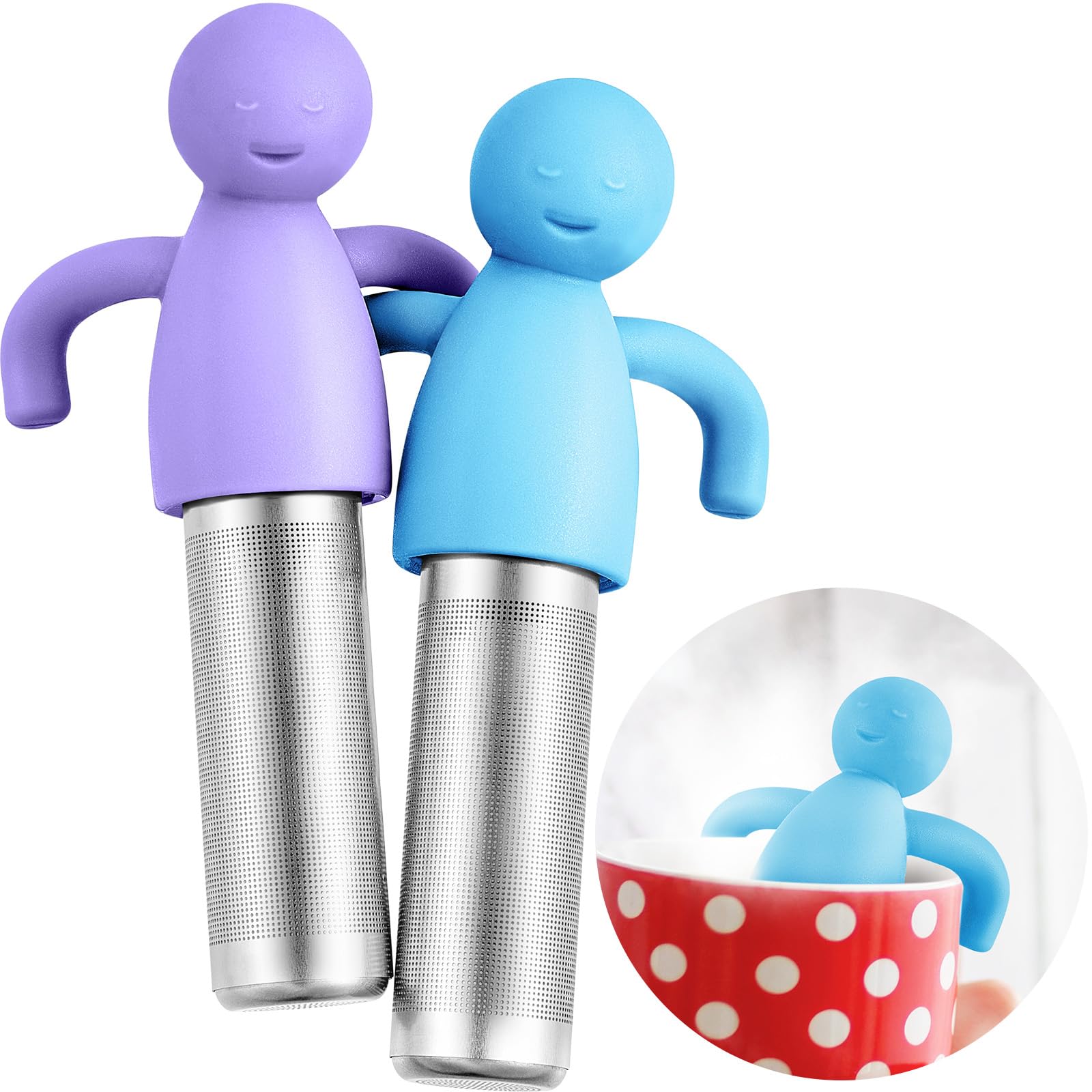 Hicarer 2 Pack Stainless Steel Loose Tea Infuser Ball - Fine Mesh Tea Strainer Filter for Teacups & Teapots (Blue, Purple) - Perfect for Home, Office & Tea Party Use
