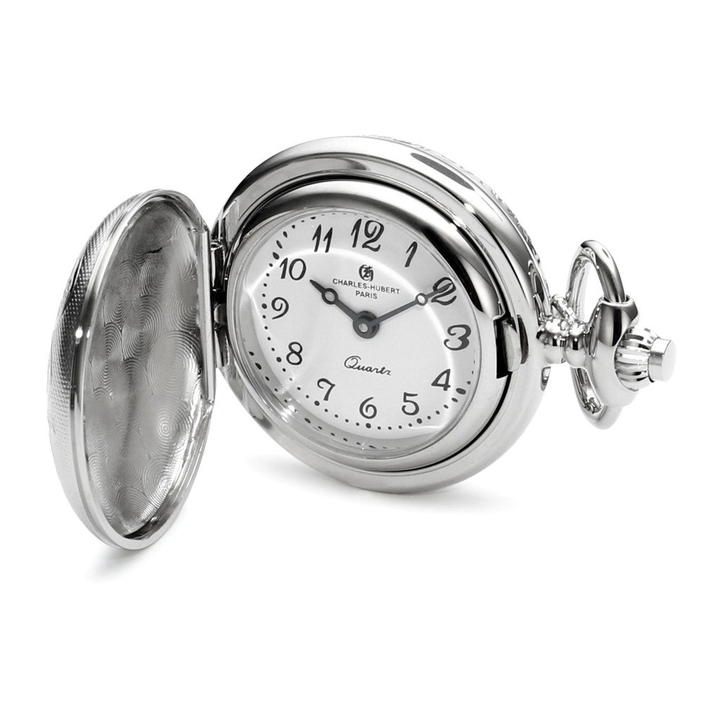Charles Hubert Chrome-Finish Floral Design Pendant Watch 28