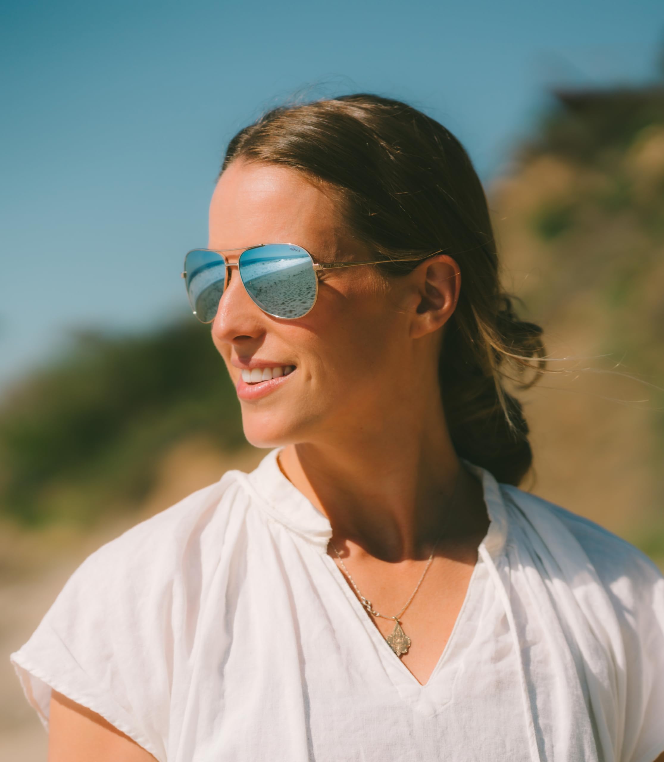 Revo Women's Polarized Sunglasses - Medium Metal Aviator Frame for UV Protection & Style - Perfect for Driving, Beach & Outdoor Activities
