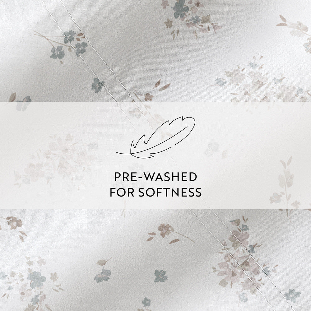 Bouquet Bliss 4-Piece Long Staple Cotton Sheet Set - Queen Size Bed Sheets with Deep Pockets - Soft & Breathable for All Seasons - Perfect for Master Bedroom, Guest Room & Dorm