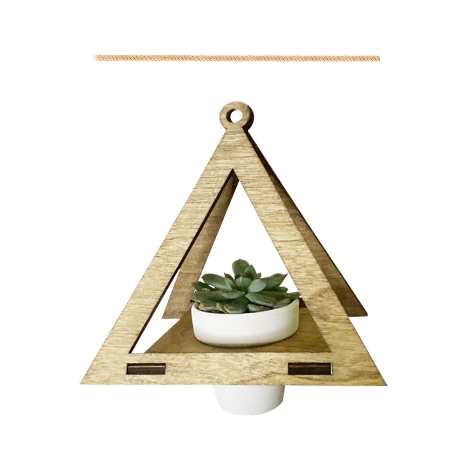 Jolincc Indoor Hanging Planter - Geometric Wooden Pendant Plant Container with Drainage Tray for Home Decor, Office & Balcony Plants