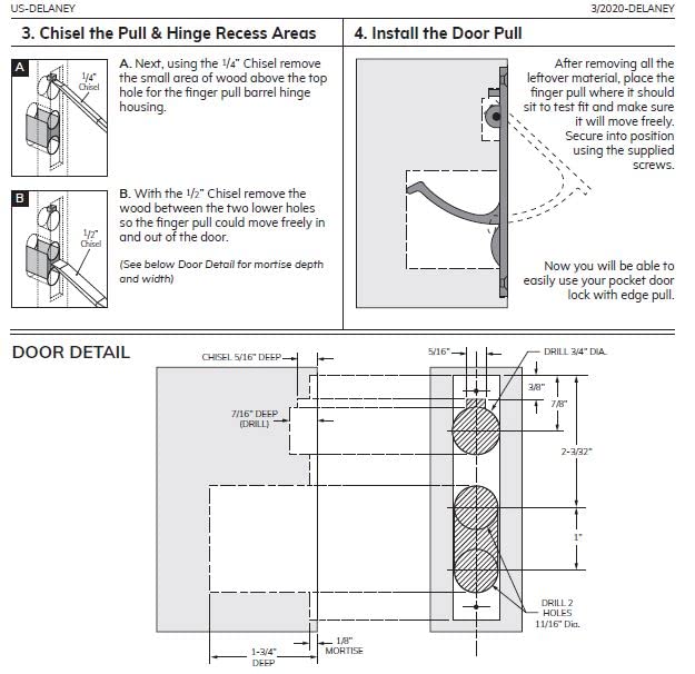 Delaney Hardware 370009 Contemporary Square Pocket Door Lock - Satin Nickel Finish with Key - Secure Sliding Door Lock for Bedrooms, Bathrooms & Closets