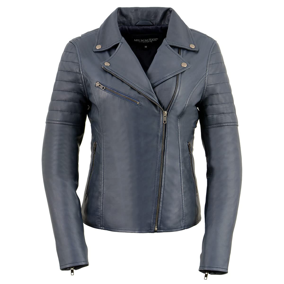 Milwaukee Leather Women's Maiden Aqua Premium Sheepskin Motorcycle Jacket with Studs SFL2840 - Stylish Biker Jacket for Riding & Casual Wear