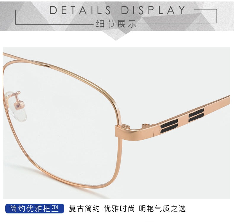 Bclear N2256 Men's Double Bridge Full Rim Alloy Square Eyeglasses - Stylish Reading Glasses for Work, Driving & Everyday Use