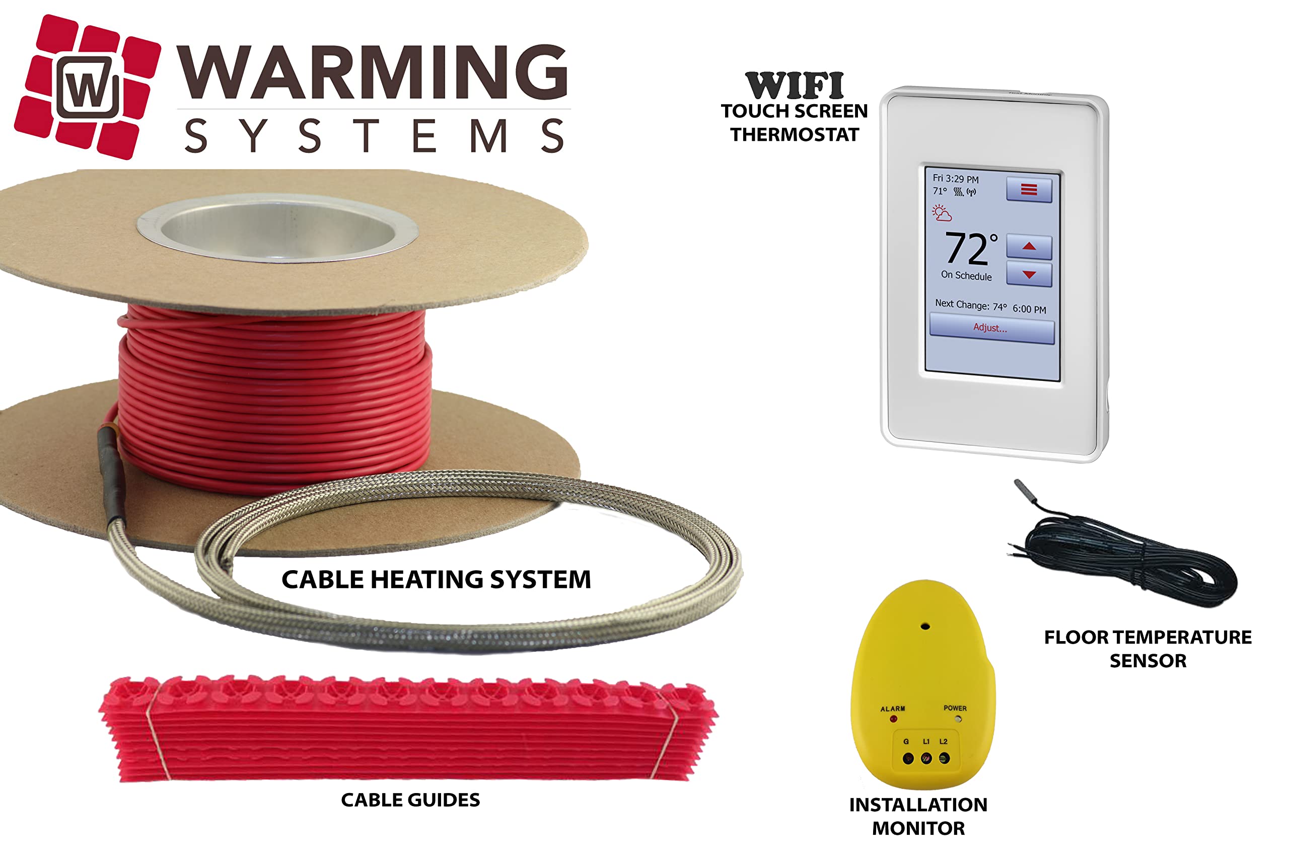 120 Sqft Electric Radiant Floor Heating System - 120V WiFi Programmable Thermostat with Touch Screen & Floor Sensor | Warm Tile Floors for Bathroom, Kitchen & Basement | Easy DIY Installation Kit Included