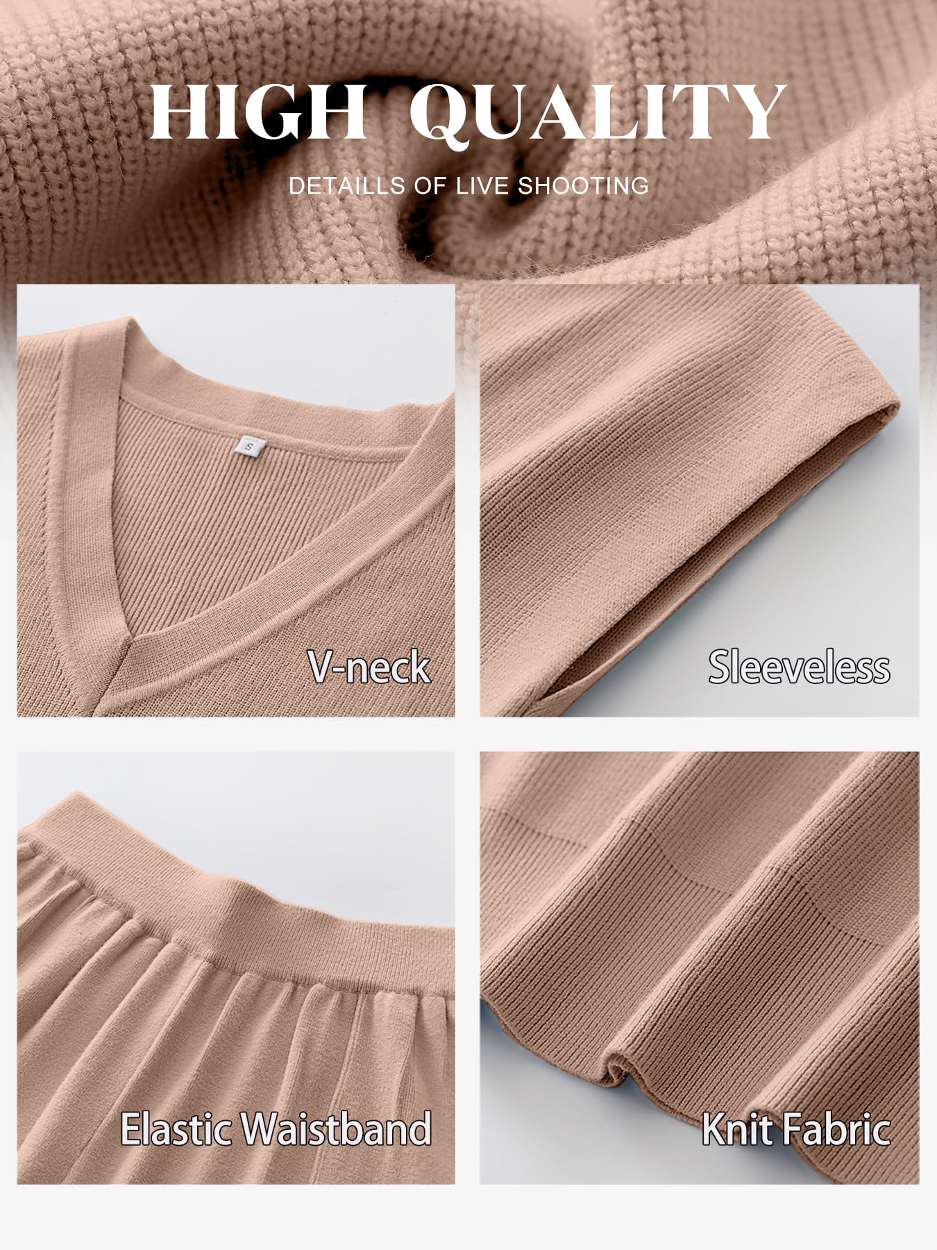 Caracilia Women's Summer 2 Piece Sweater Vest Set - Knit Top & Wide Leg Pants Lounge Matching Outfit for Spring 2025 | Airport Travel, Casual Wear & Relaxation